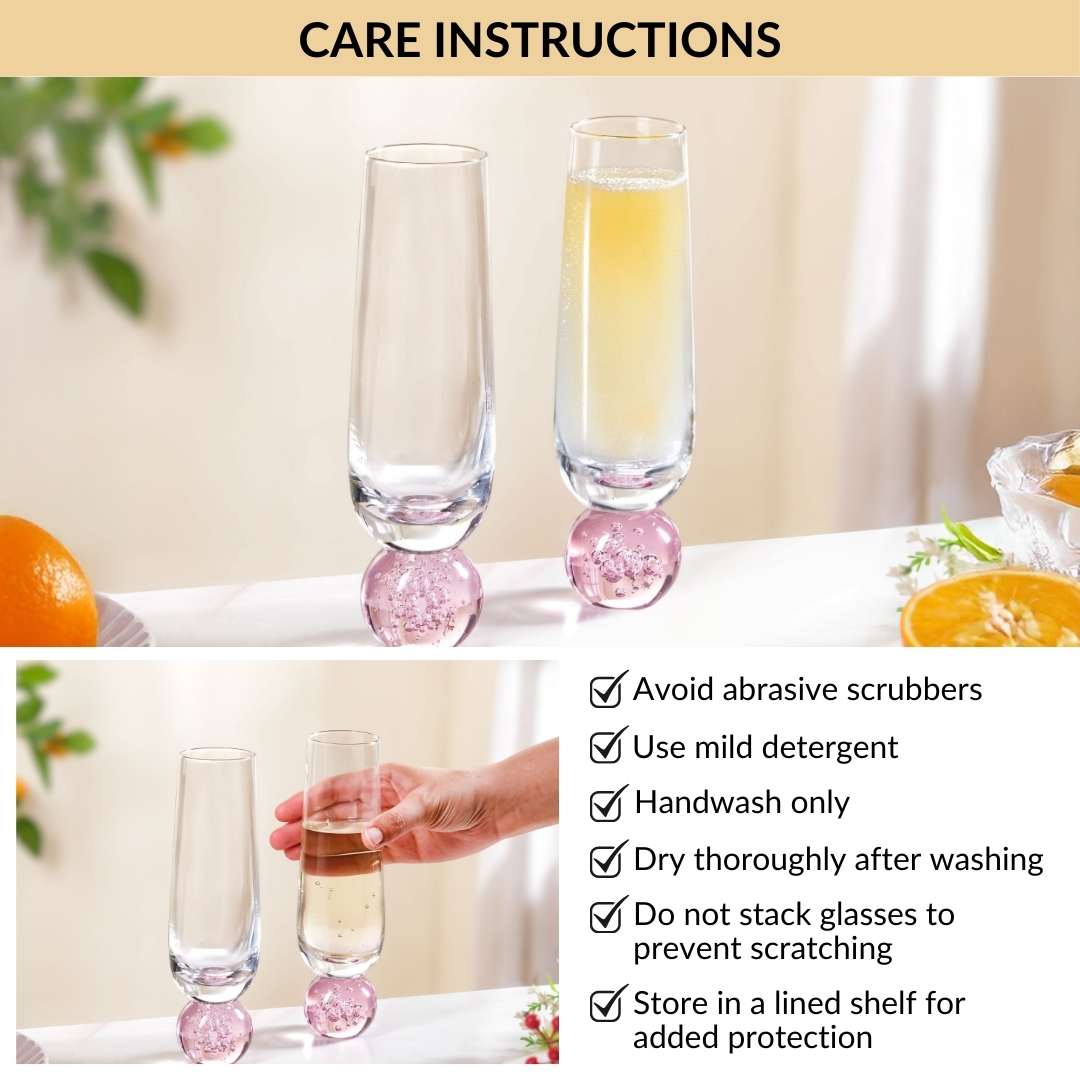 Ball Base Champagne Glass Set Of 2 280ml Pink - Image 8
