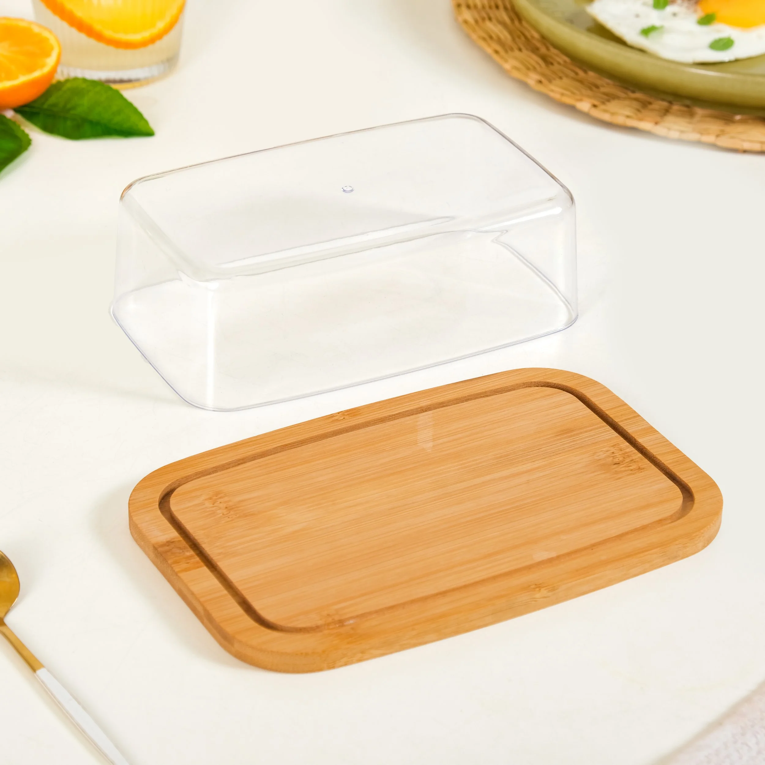 Bamboo Wood Butter Dish With Transparent Lid - Image 9