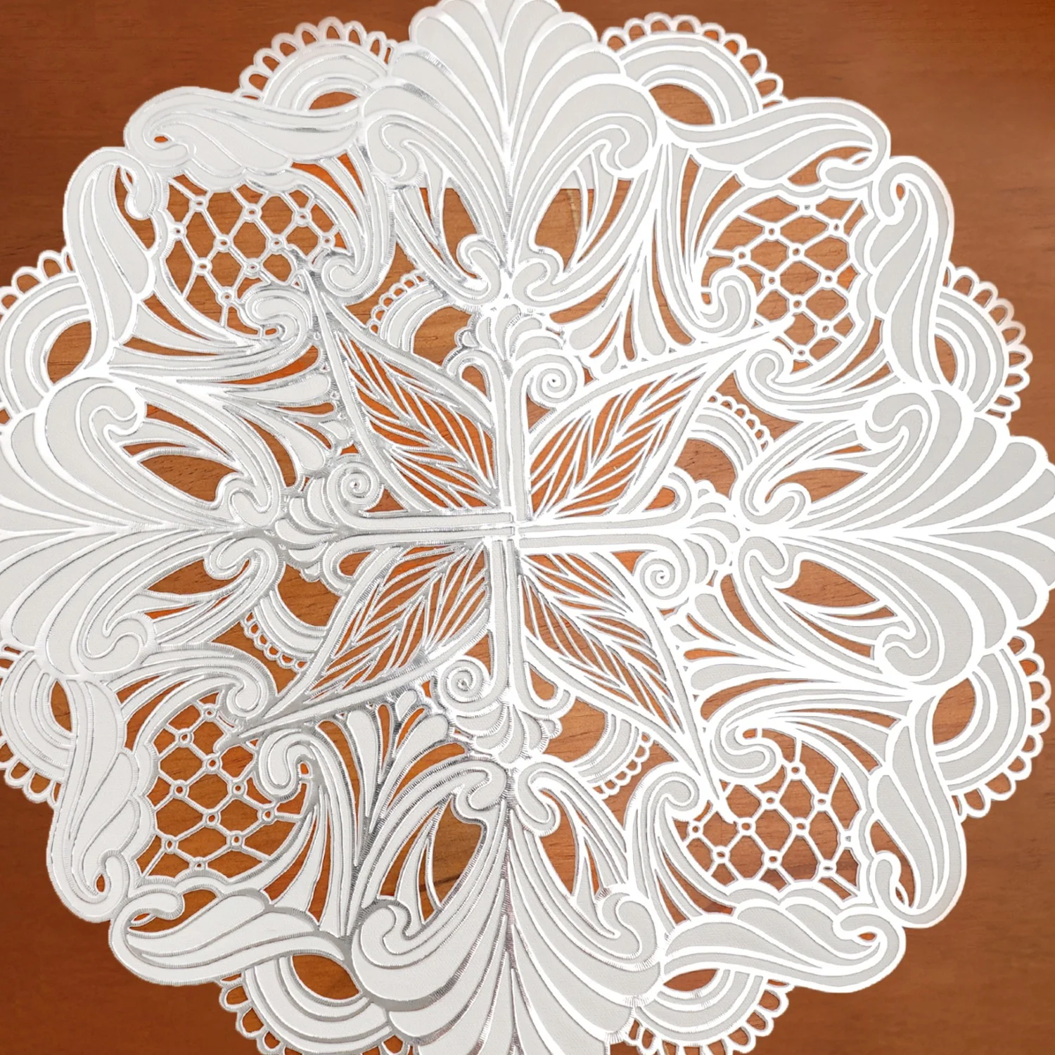 Baroque Bloom Table Mat White Silver Set Of 6 - Image 6