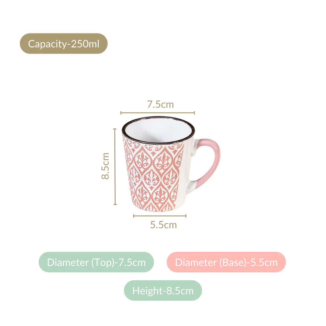 Baroque Tea Cup Set Of 6 Pink 250ml - Image 4