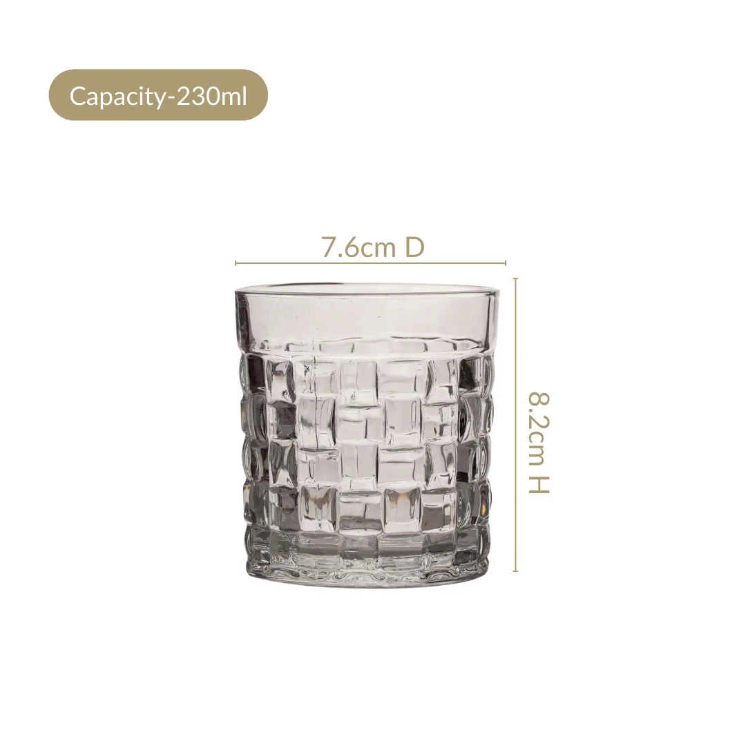 Basket Weave Embossed Whiskey Rocks Glass Set Of 6 230ml - Image 5