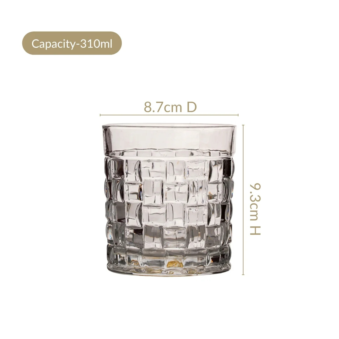 Basket Weave Textured Luxury Whiskey Glass Large Set Of 6 310ml - Image 5