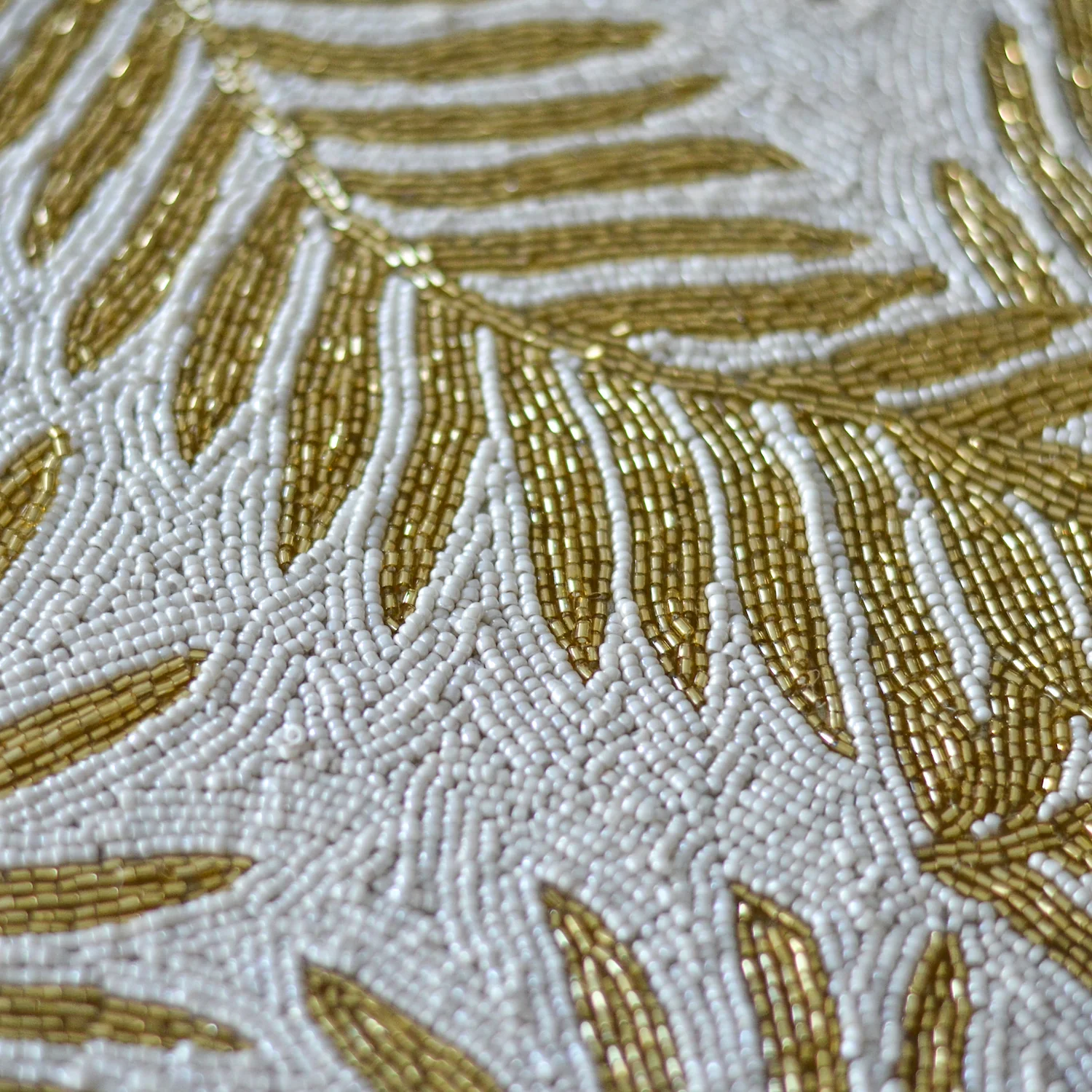 Beads White and Gold Rectangle Table Mat - Image 6