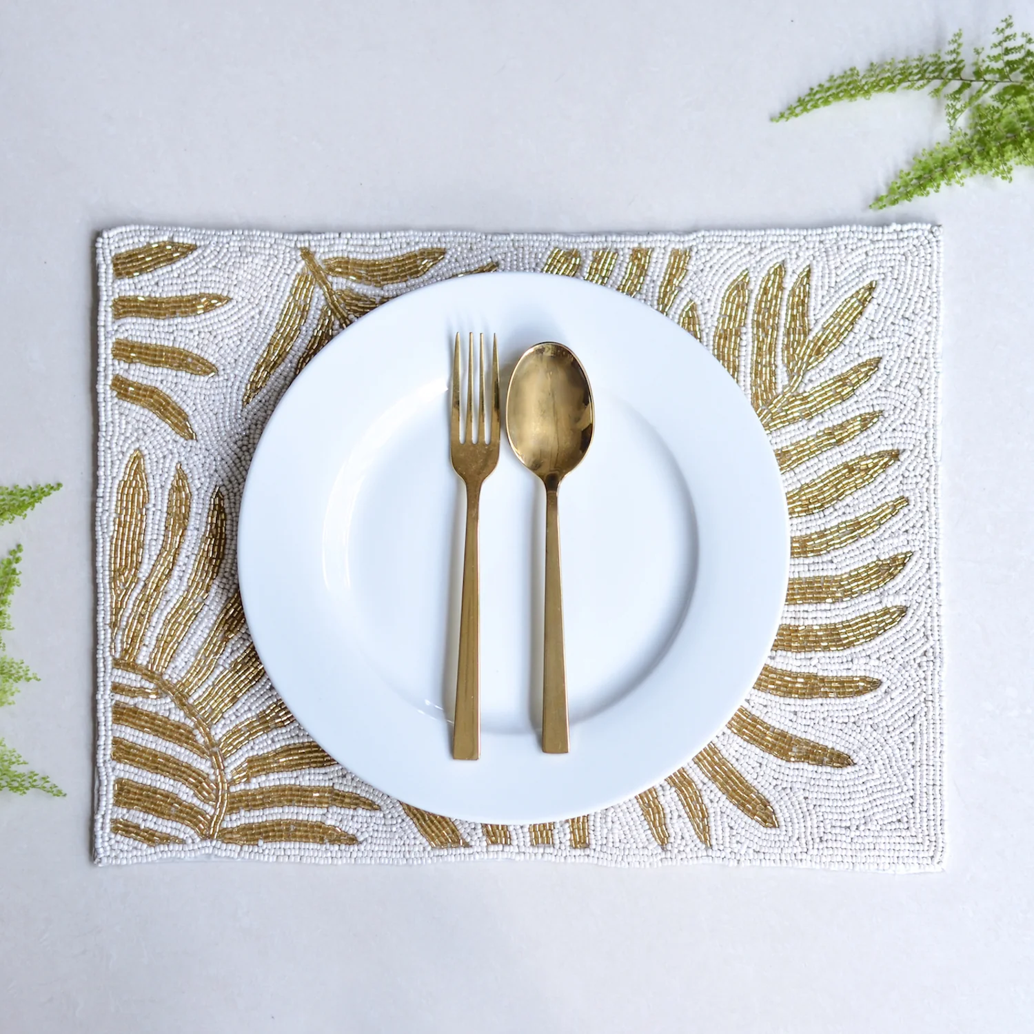 Beads White and Gold Rectangle Table Mat - Image 8