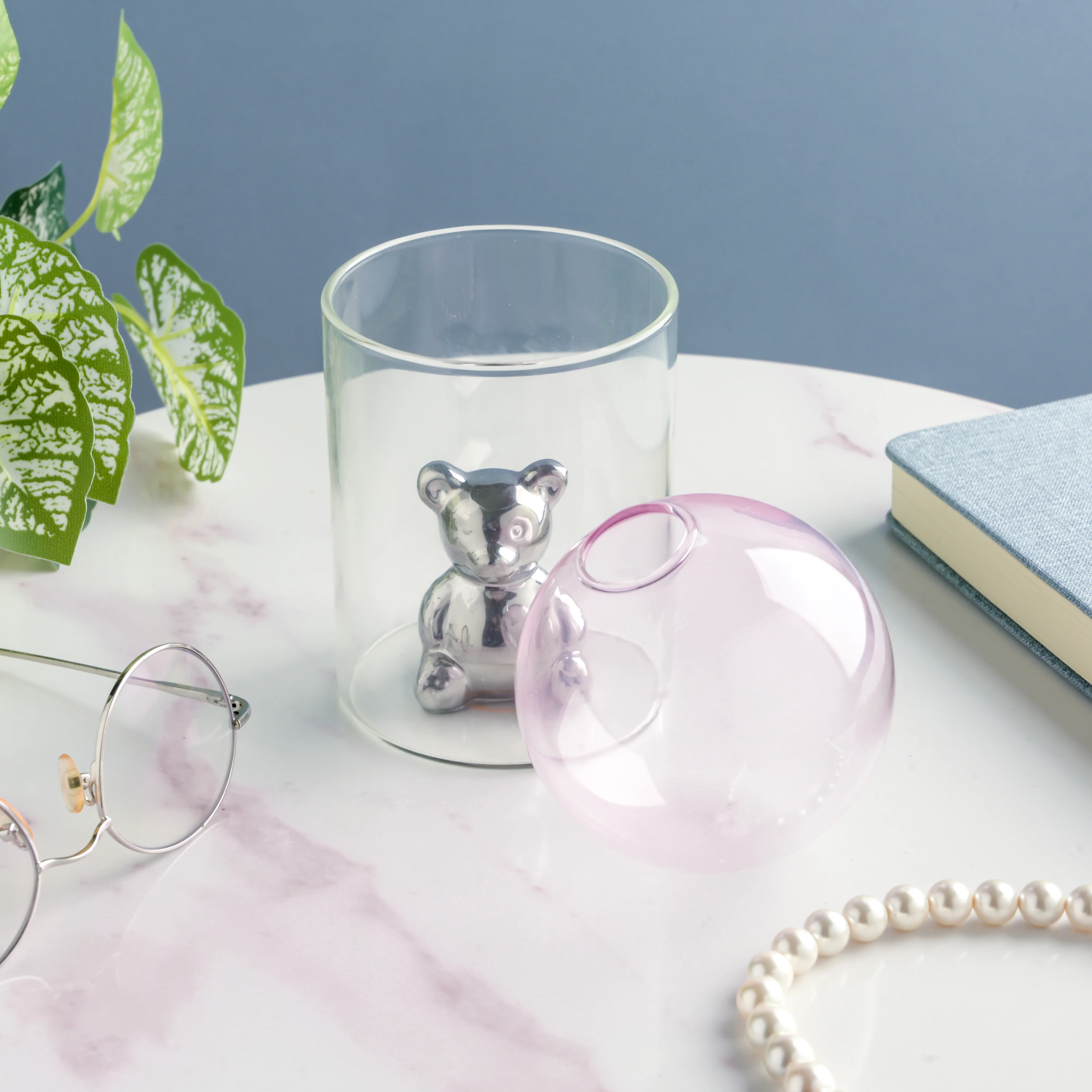 Bear In The Jar Glass Planter Pink - Image 7