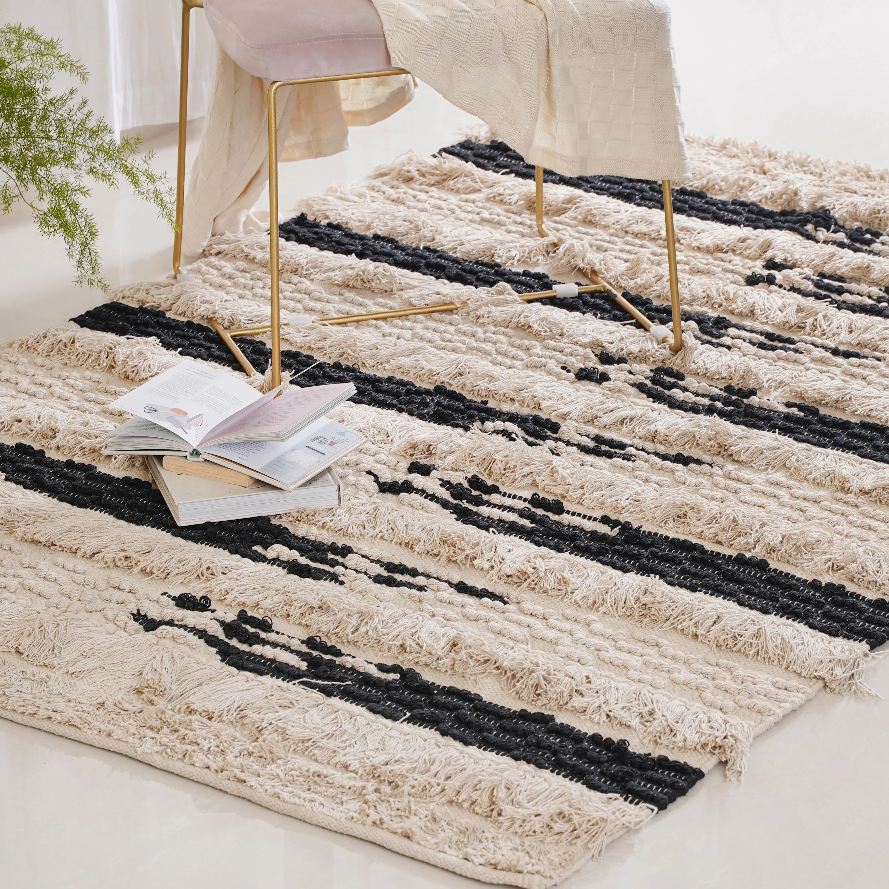 Beige and Black Living Room Rug - Image 2