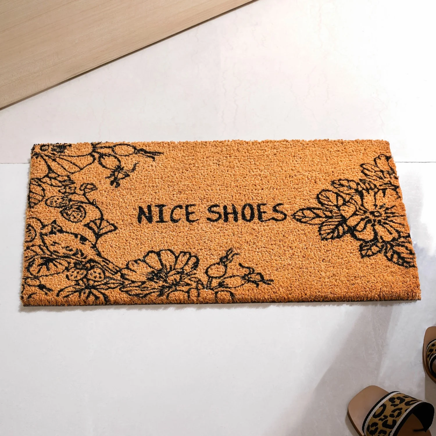 Beige Natural Coir Doormat Nice Shoes 24x16 Inch - Image 2