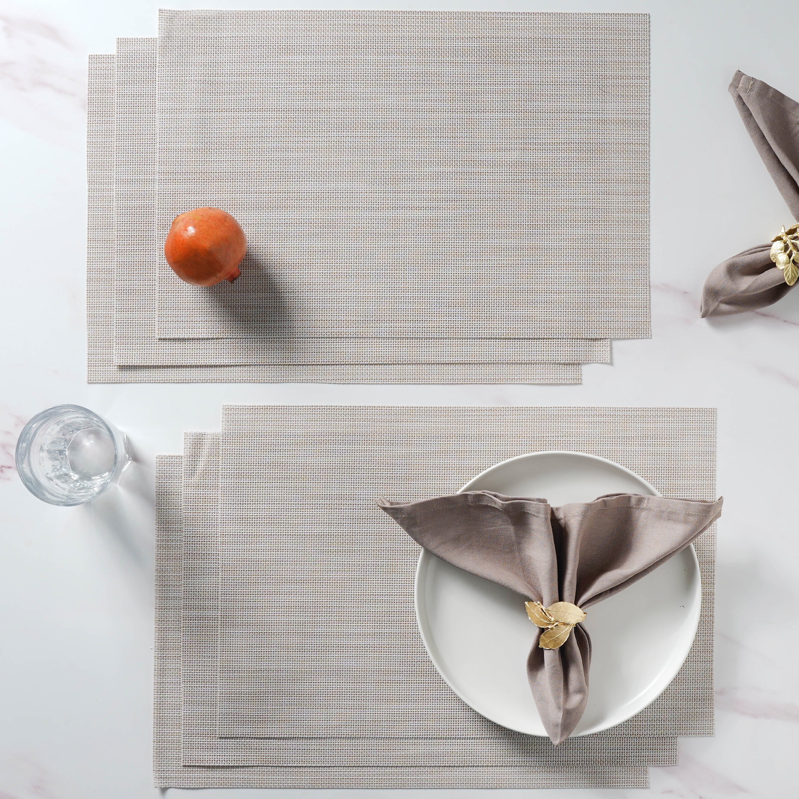 Beige PVC Table Mat Set of 6 - Image 3