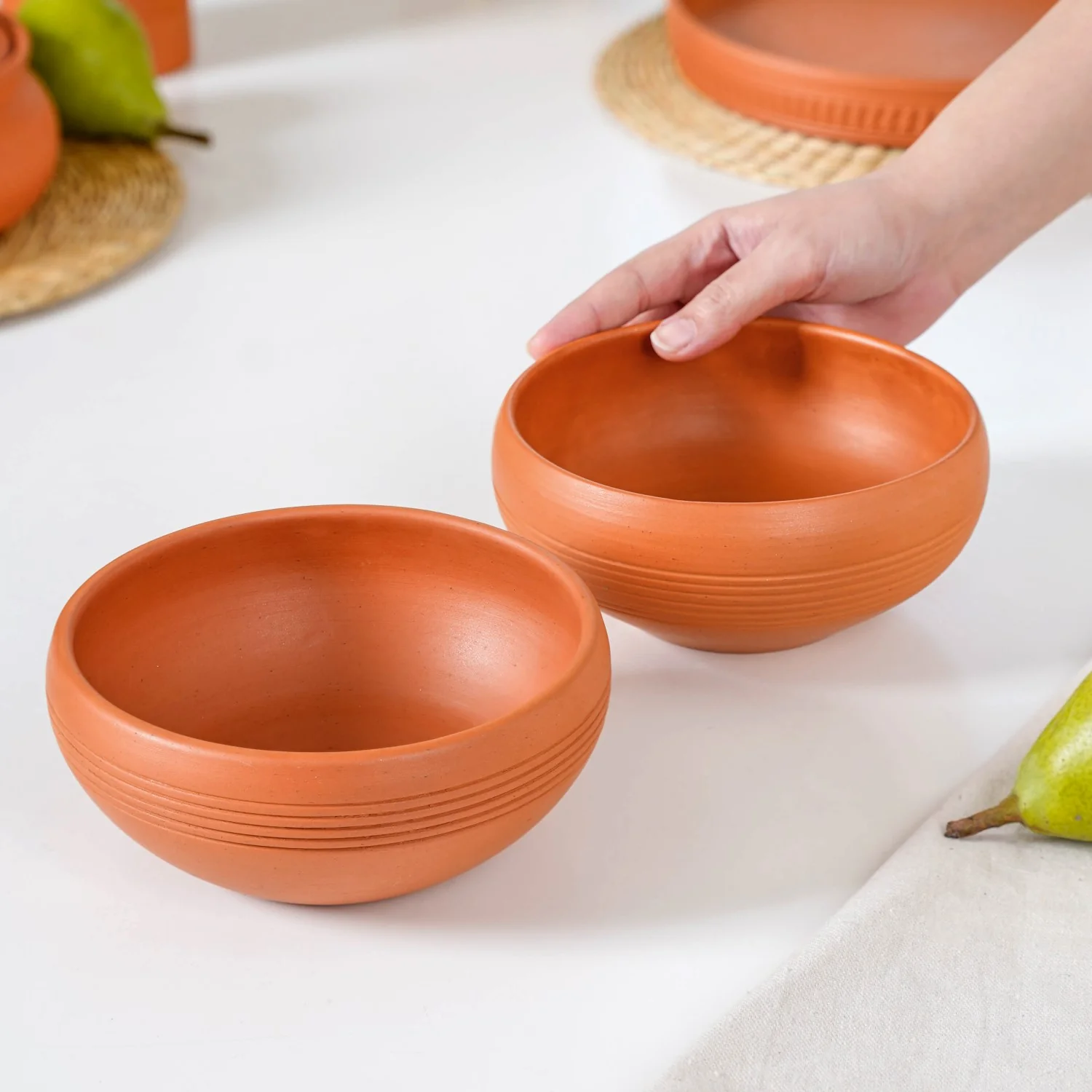 Bengal Clay Terracotta Large Serving Bowls Set Of 2 700ml - Image 3