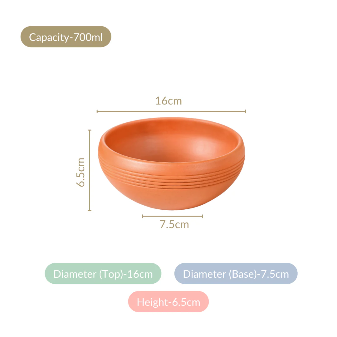 Bengal Clay Terracotta Large Serving Bowls Set Of 2 700ml - Image 4