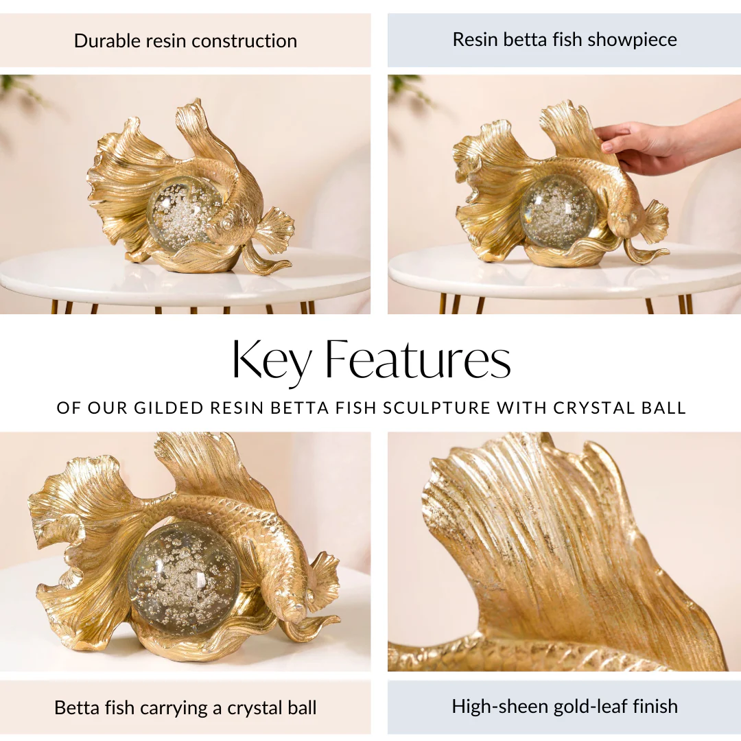 Betta Fish Sculpture With Crystal Ball - Image 4