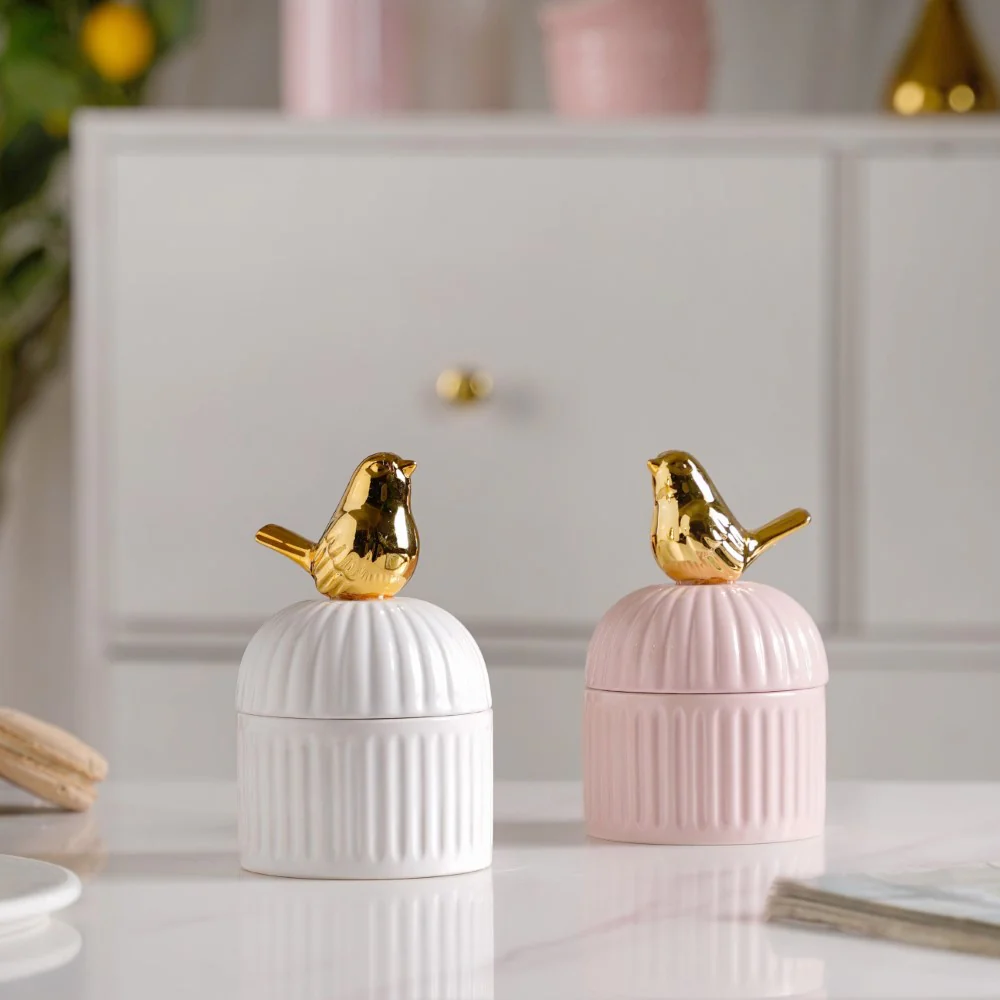 Bird Ceramic Canister White - Image 12