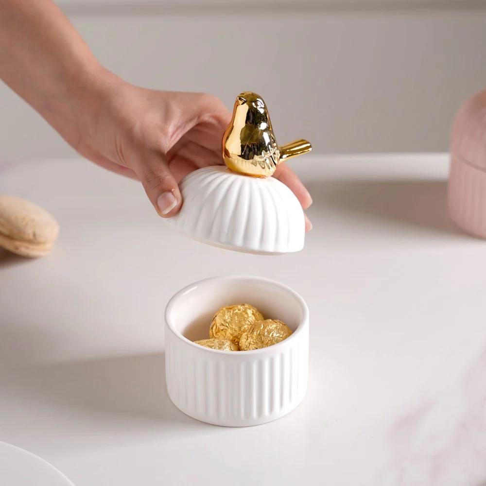 Bird Ceramic Canister White - Image 4