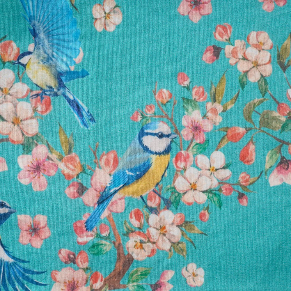 Birds Blossoms Cotton Printed Table Mat Blue Set Of 2 - Image 8