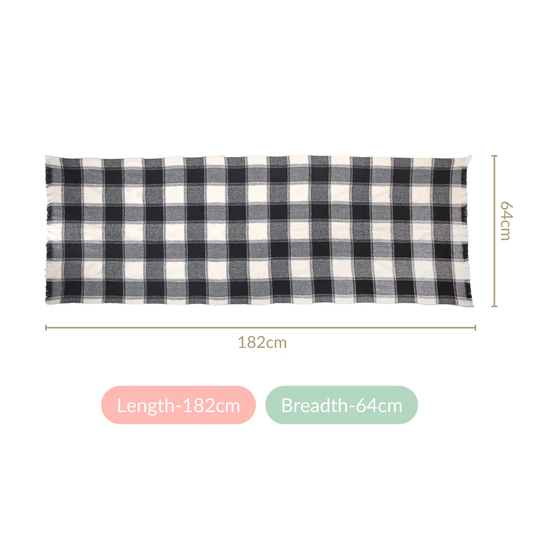 Black And White Plaid Scarf - Image 5