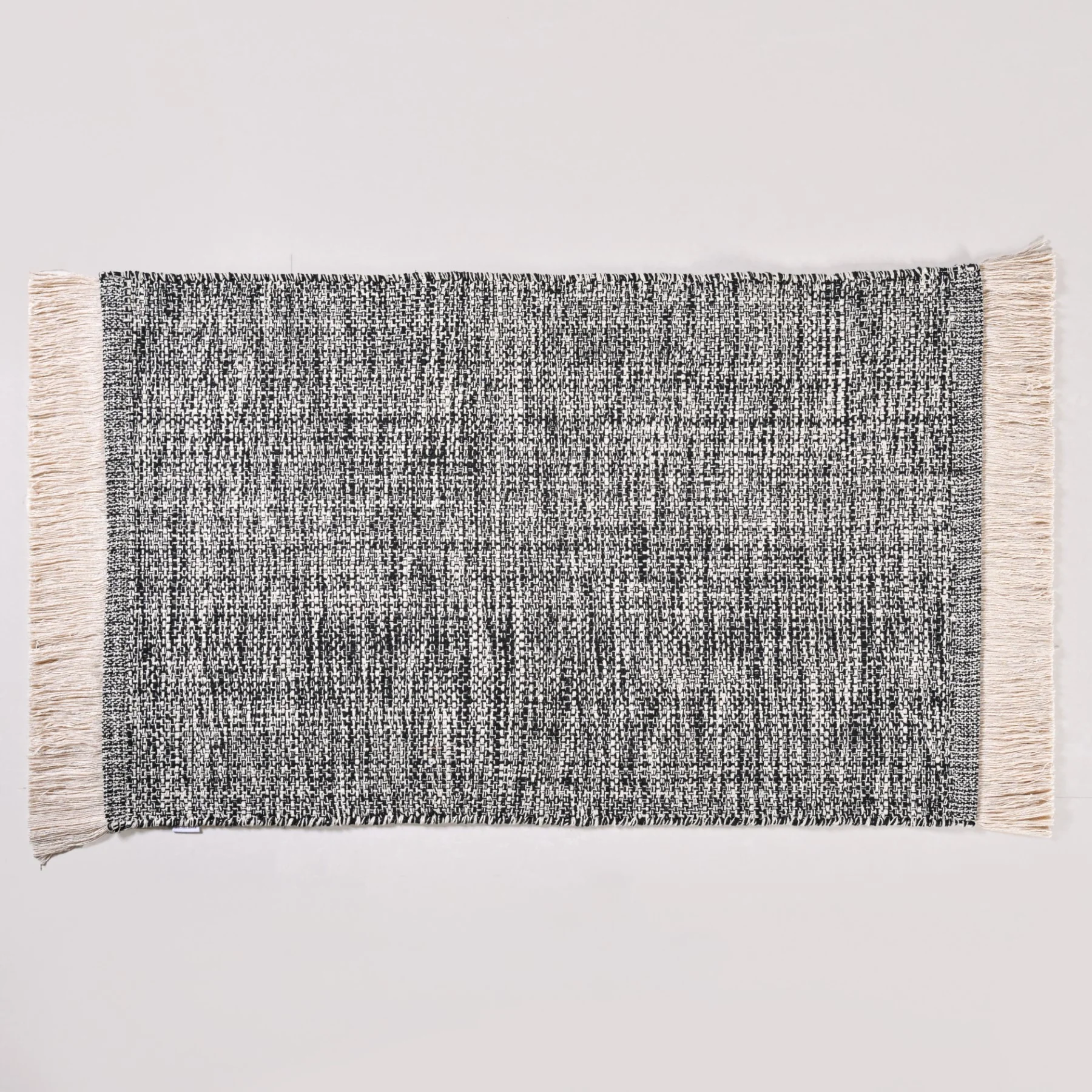 Black And White Tweed Cotton Anti Slip Floor Mat 96x53cm - Image 8