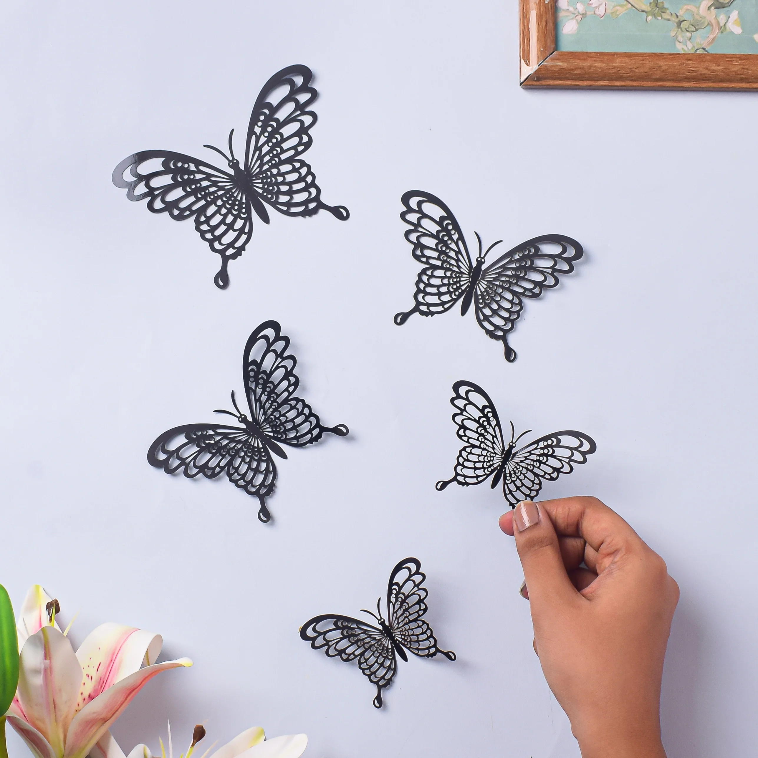 Black Butterfly 3D Wall Stickers Set Of 36 - Image 3