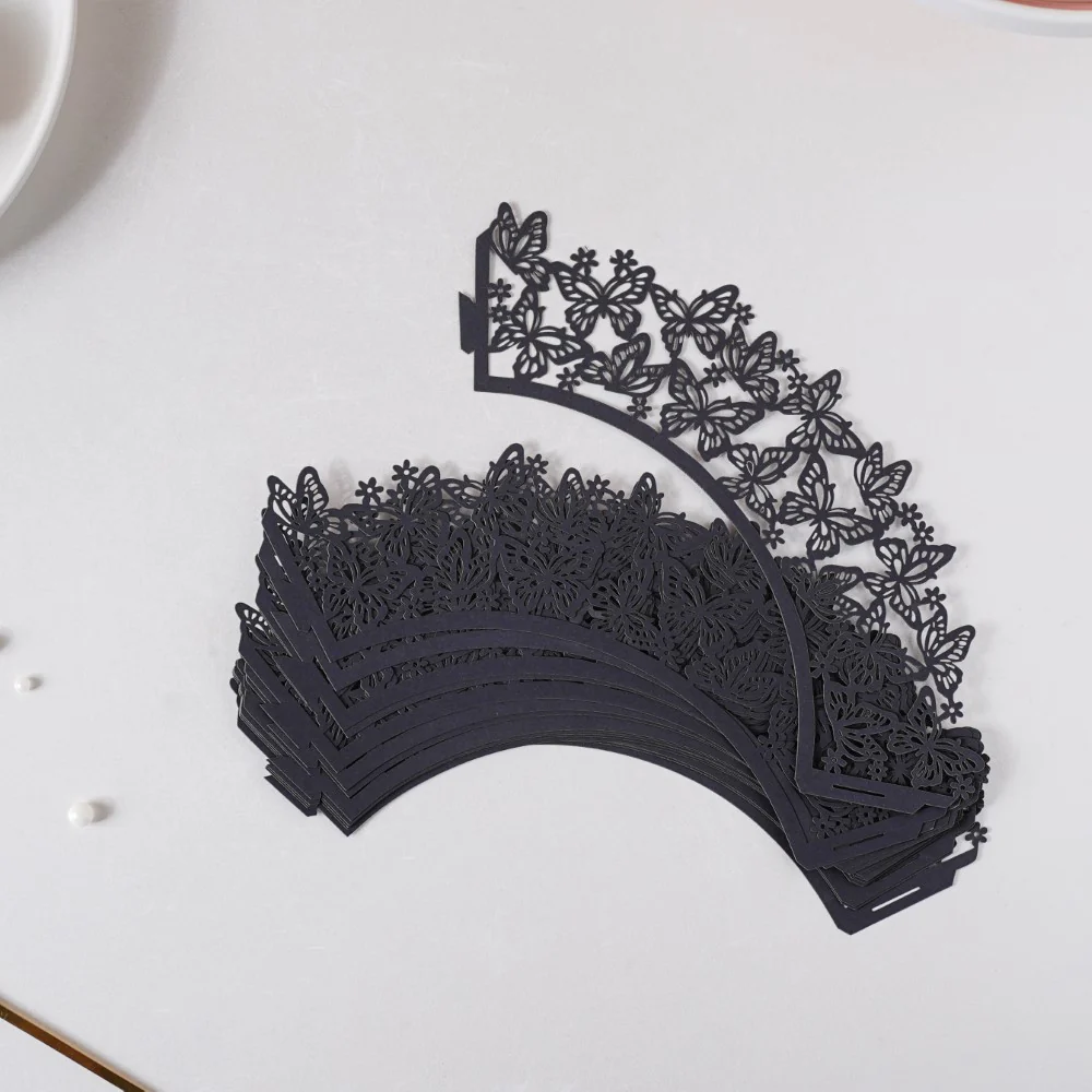 Black Butterfly Lace Cupcake Wrapper Set of 20 - Image 9