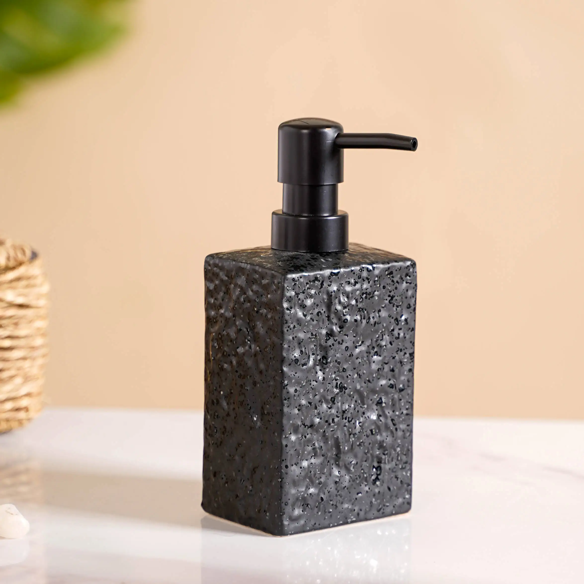 Black Ceramic Bath Set Of 3 Stone Textured - Image 7