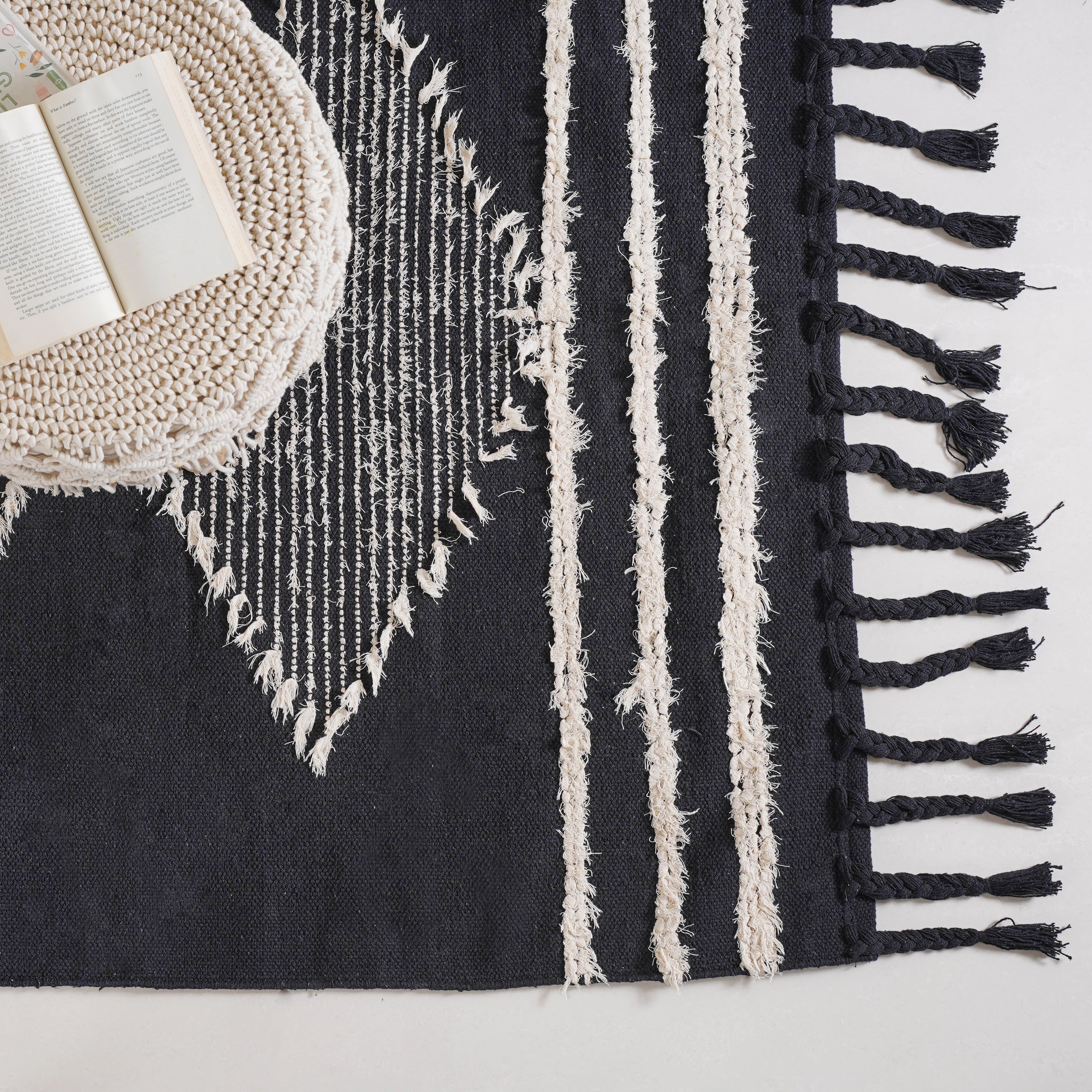 Black Handwoven Carpet for Living Room - Image 6