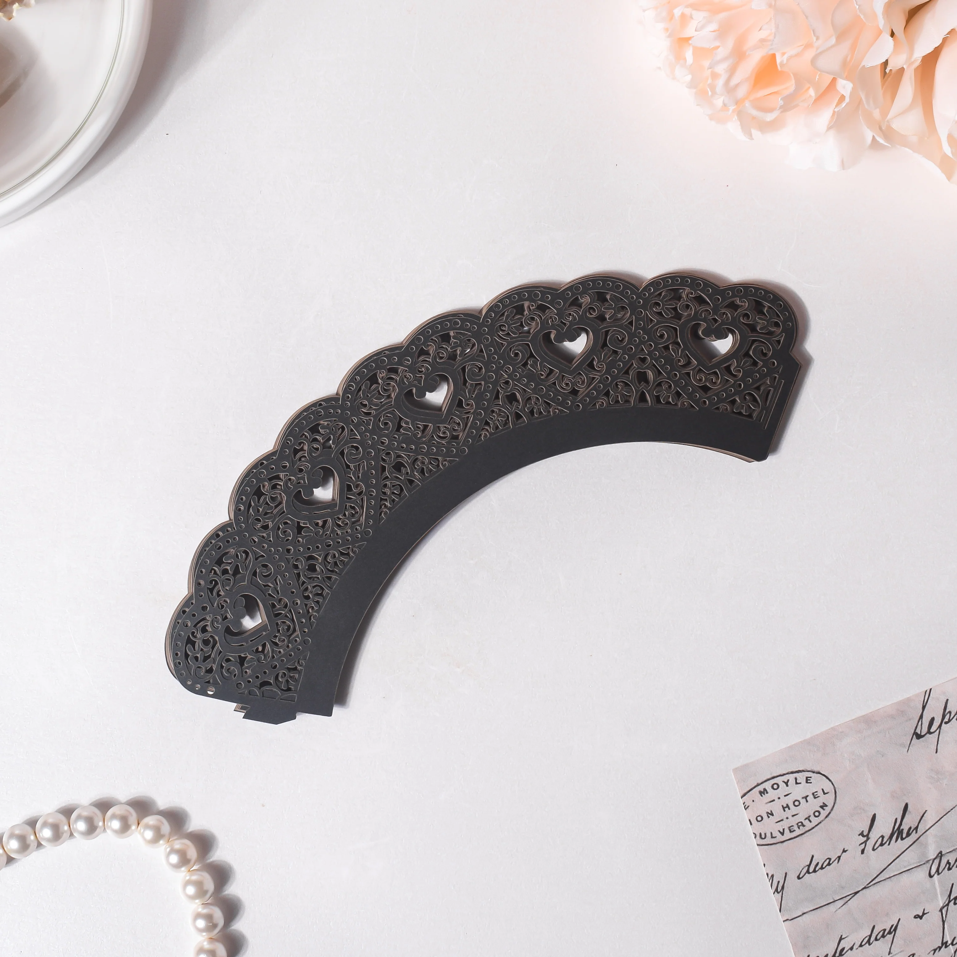 Black Heart Lace Cupcake Wrapper Set of 20 - Image 3
