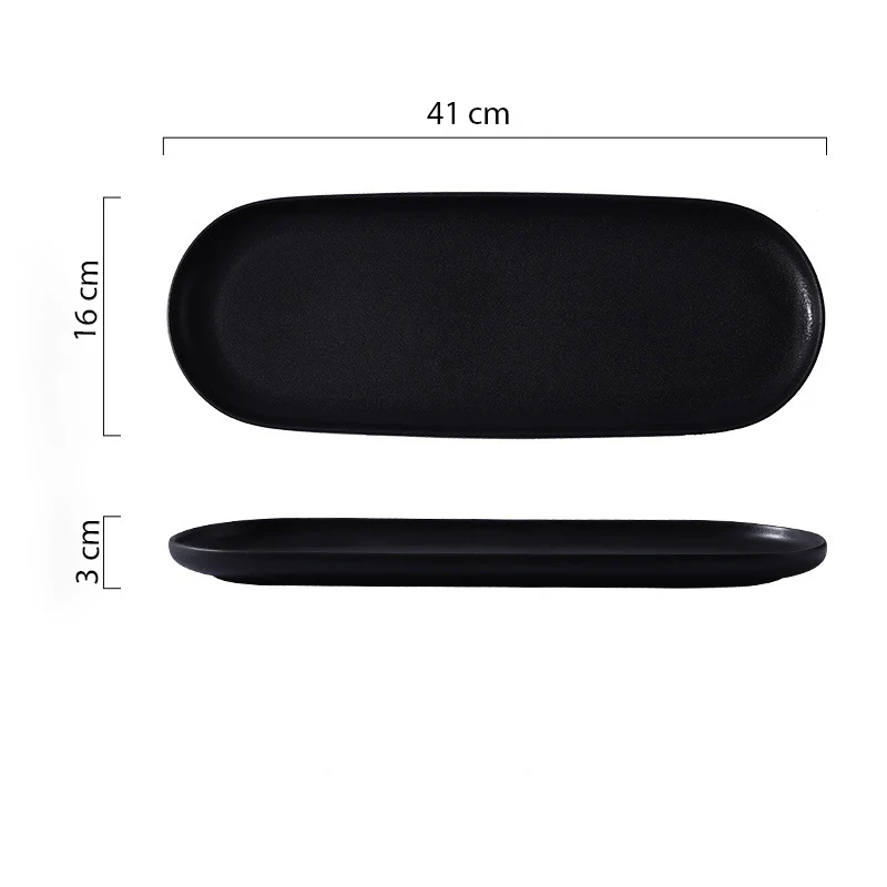 Black Long Ceramic Serving Platter - Image 7