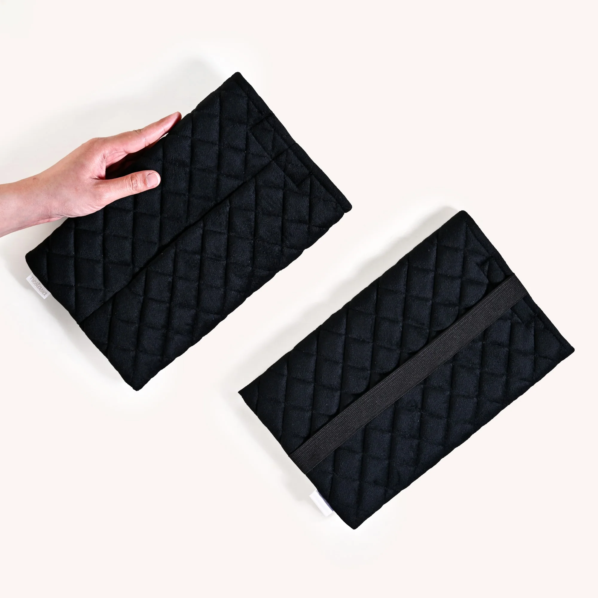 Black Quilted Car Tissue Paper Holder Set Of 2 - Image 3