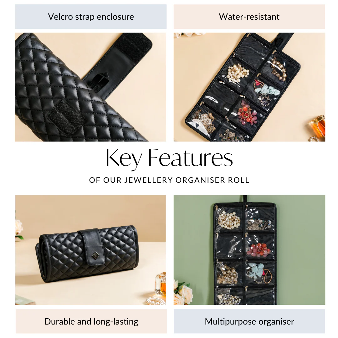 Black Quilted Jewellery Organiser - Image 8