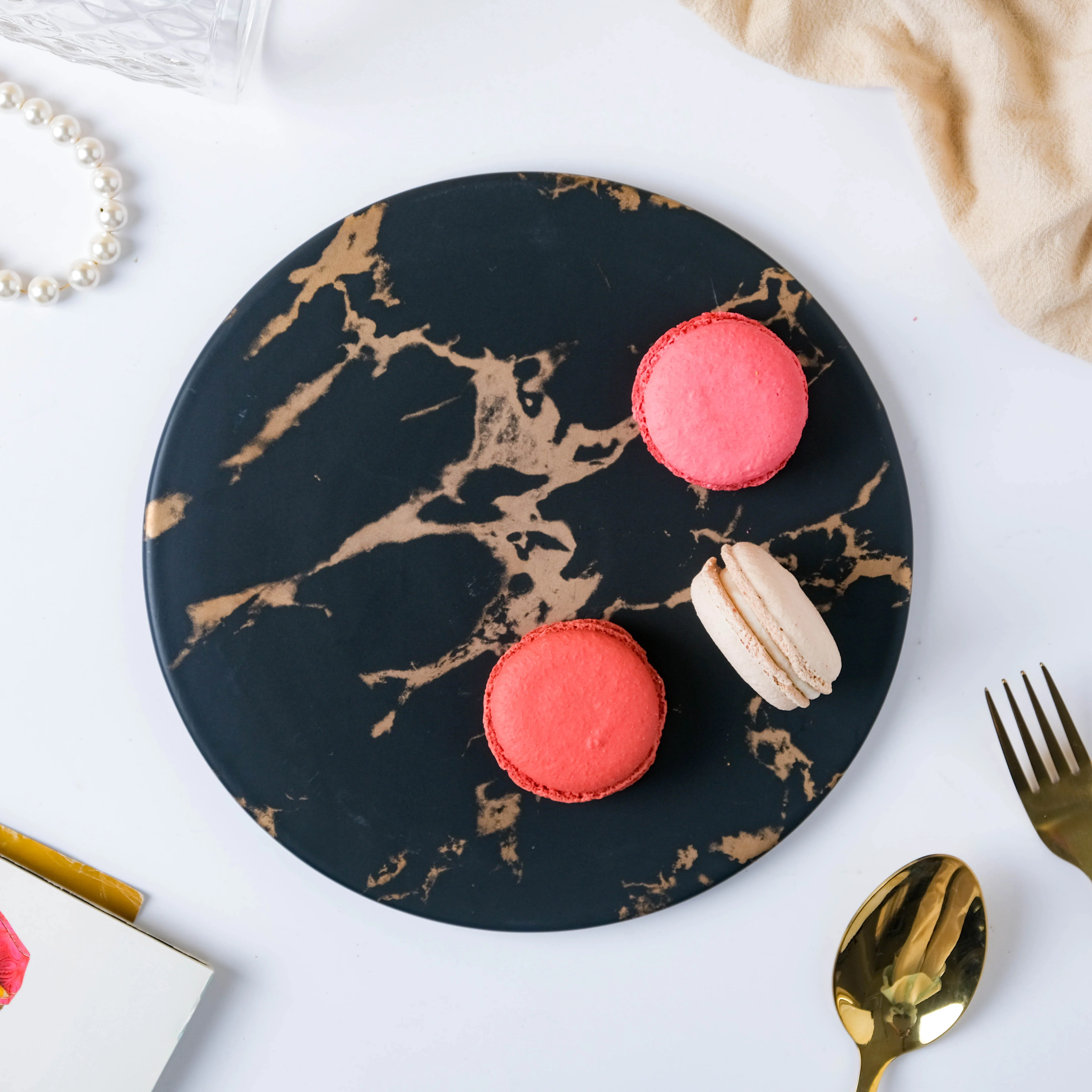 Black Round Ceramic Platter - Image 6