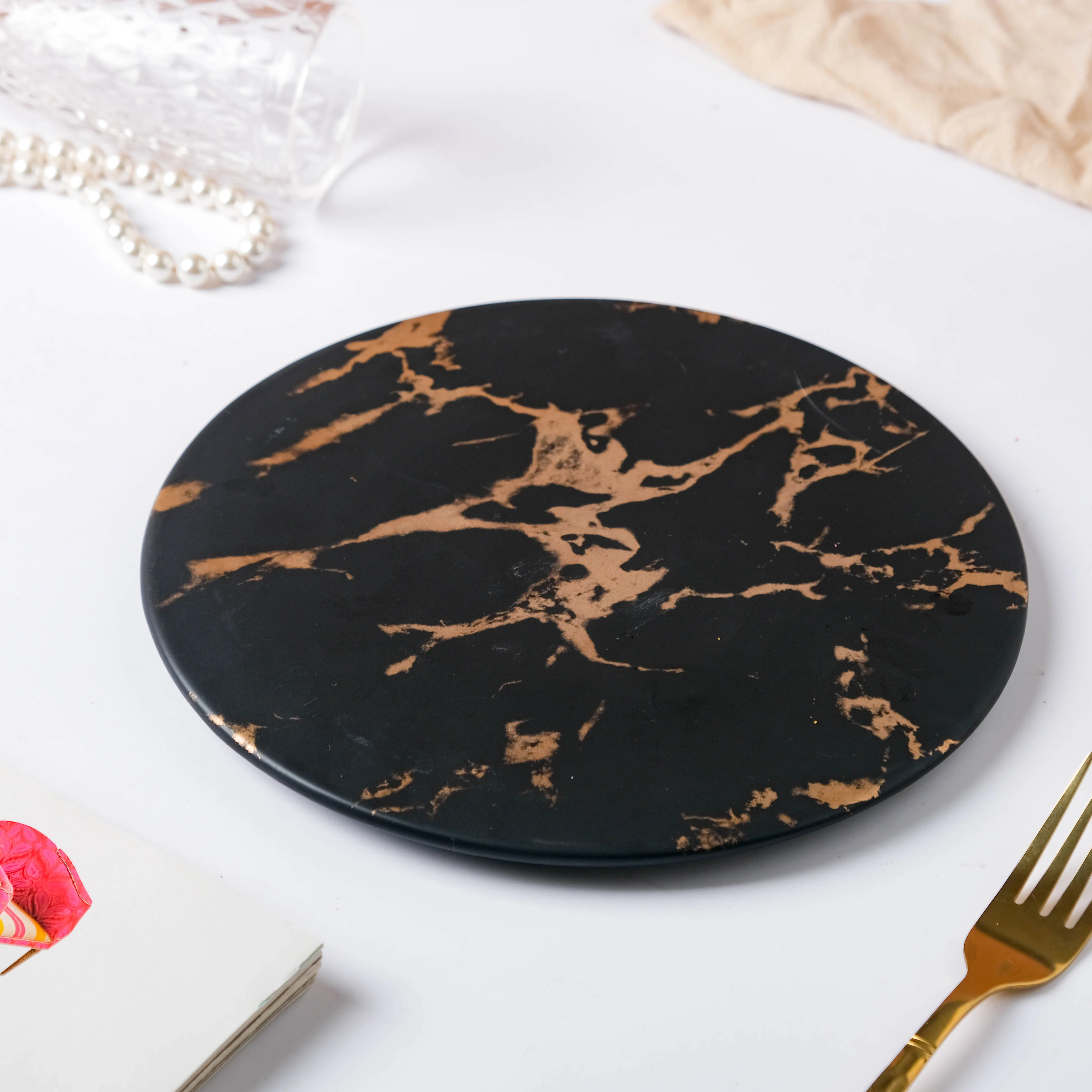 Black Round Ceramic Platter - Image 7