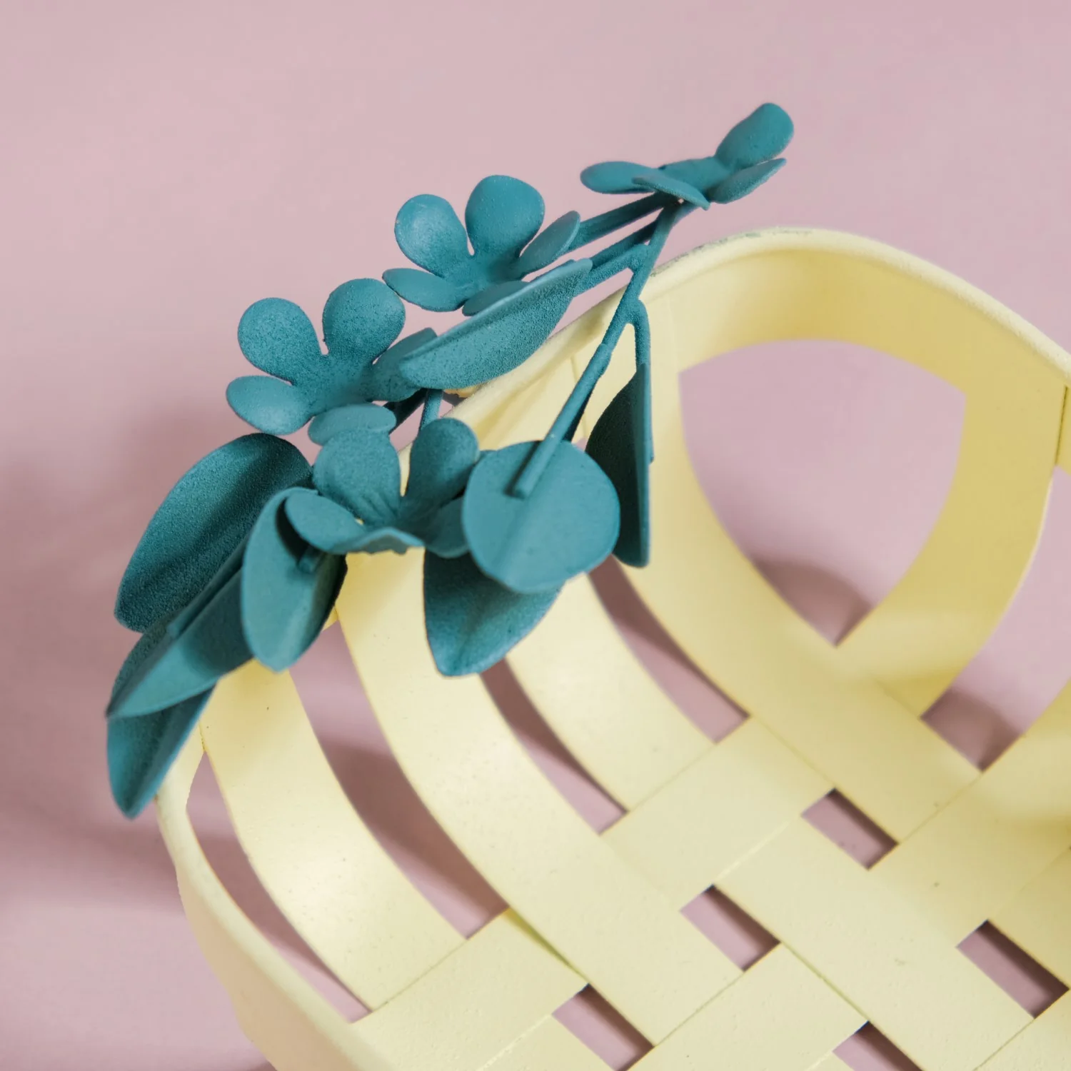 Bloom Basket Metal Decorative Tray Yellow Blue 14x6 Inch - Image 7