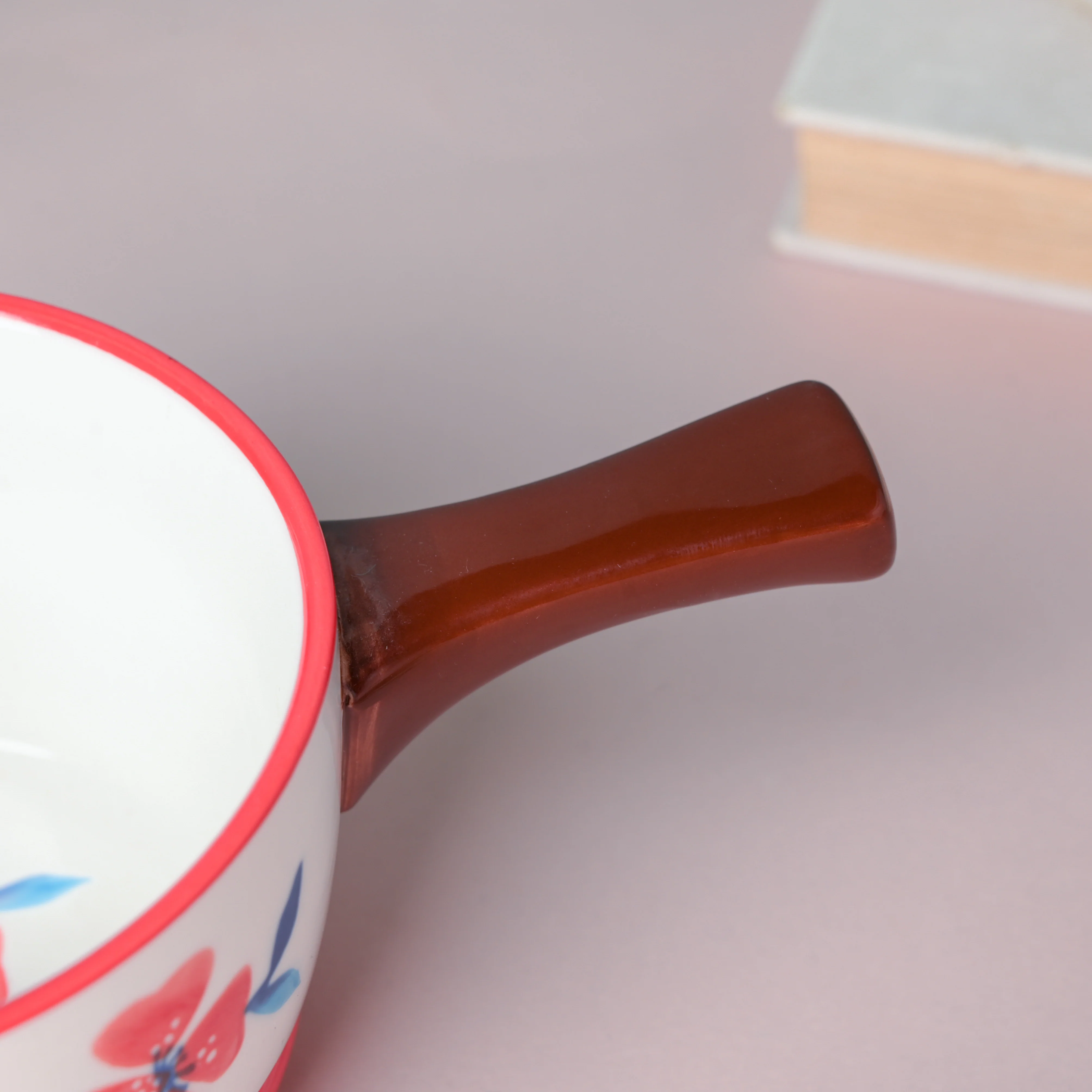 Bloom Red Ceramic Pot With Handle - Image 7