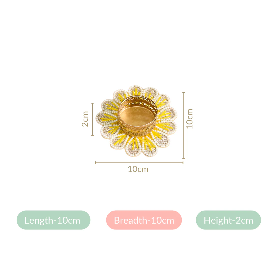 Blossom Tea Light Holder With Pearl Embellishment Set Of 6 - Image 4