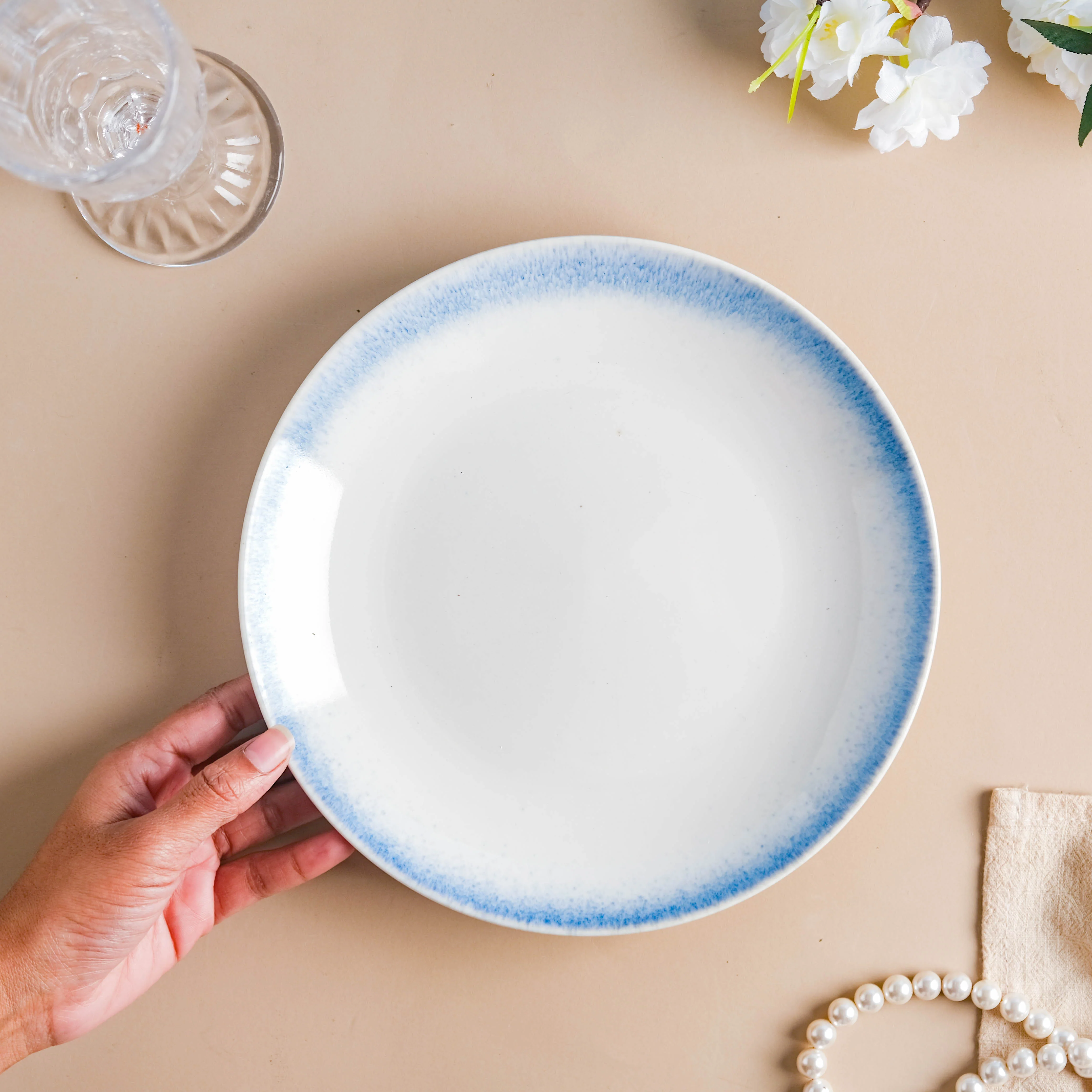 Blue And White Handcrafted Plate - Image 3