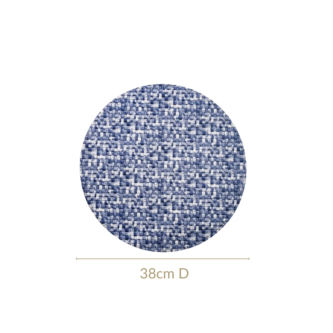 Blue And White Intrecciato Weave Round Table Mat Set Of 6 - Image 5
