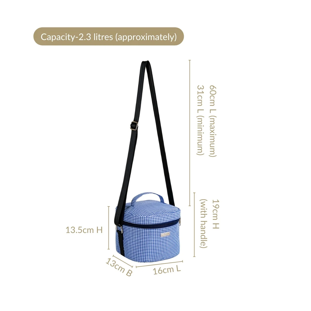 Blue Checked Lunch Bag With Insulation - Image 4