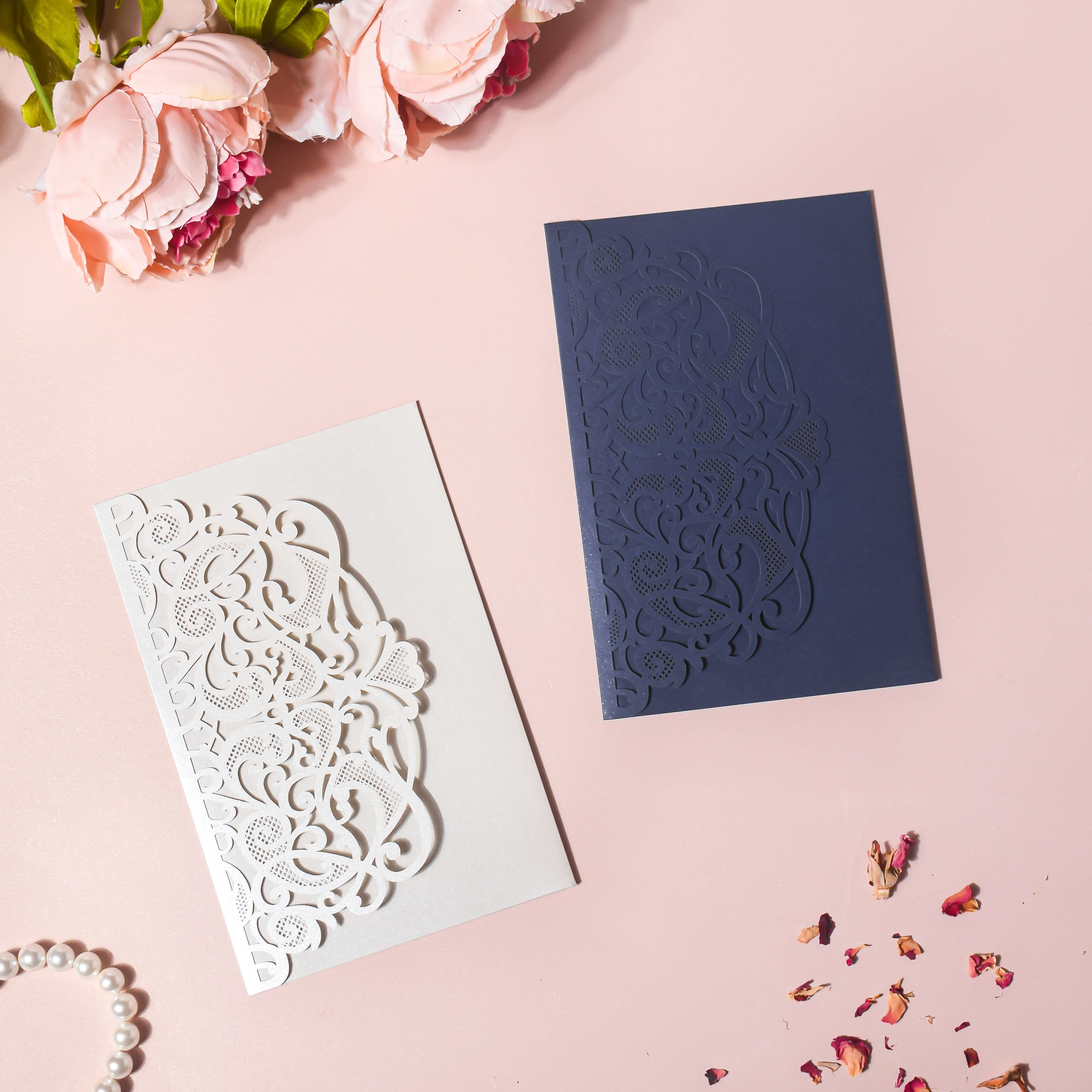 Blue Filigree Invitation Envelope Set of 10 - Image 6