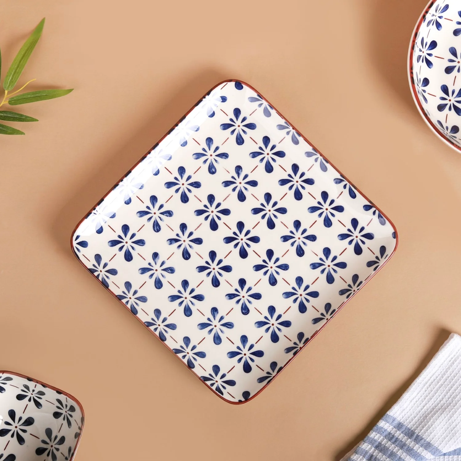 Blue Flower Ceramic 22 Piece Dinner Set For 6 - Image 4