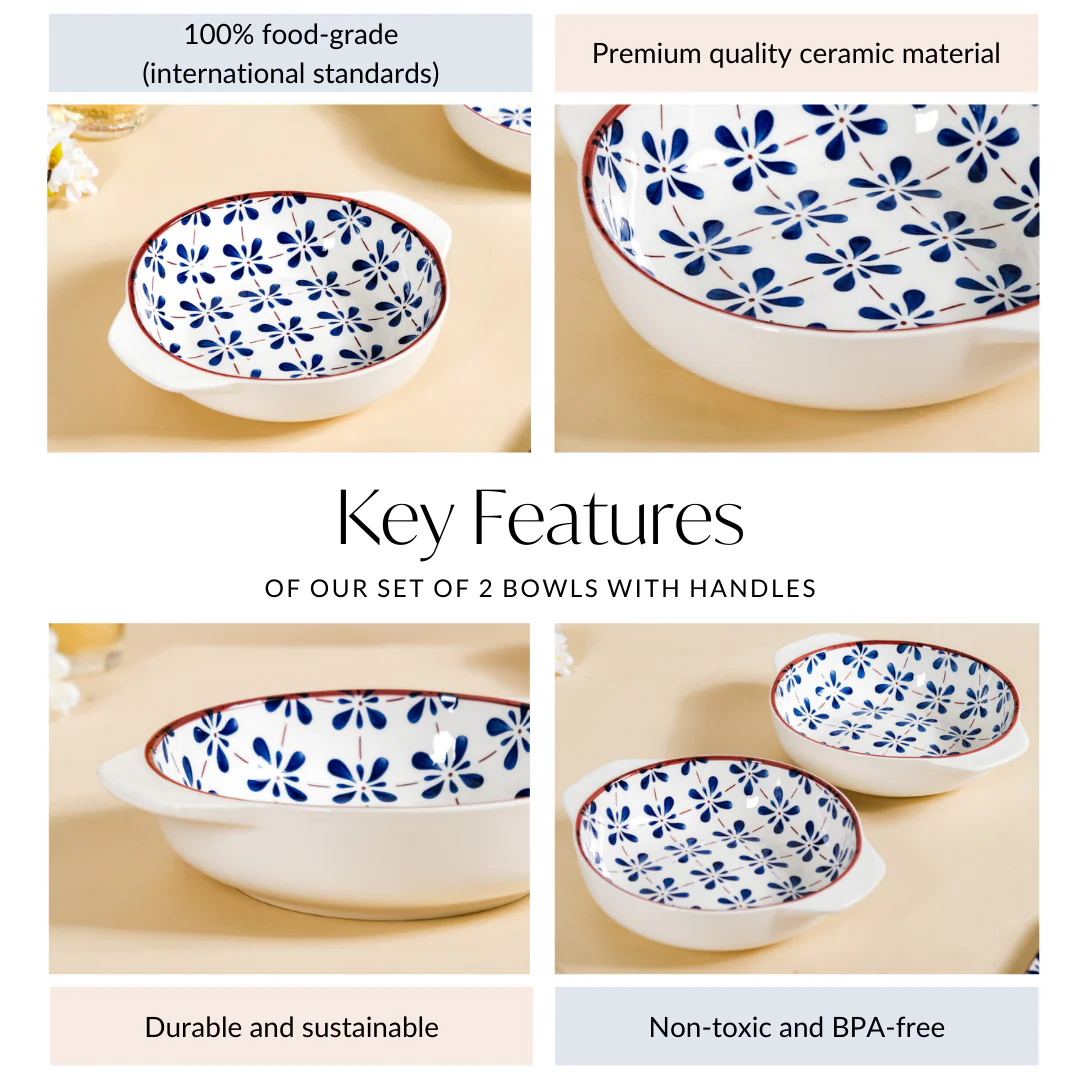 Blue Flower Serving Bowl Set Of 2 1000ml - Image 3