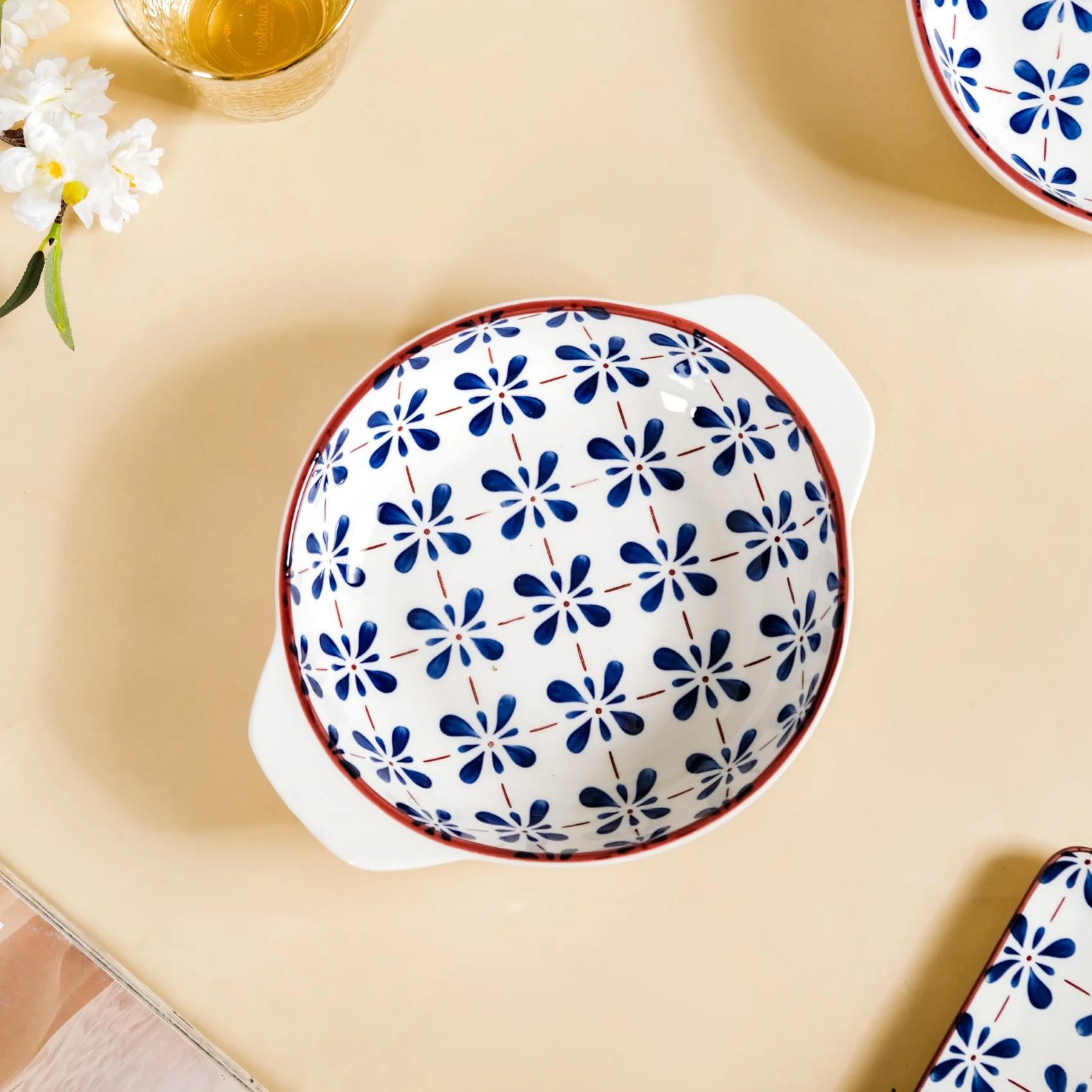 Blue Flower Serving Bowl Set Of 2 1000ml - Image 6