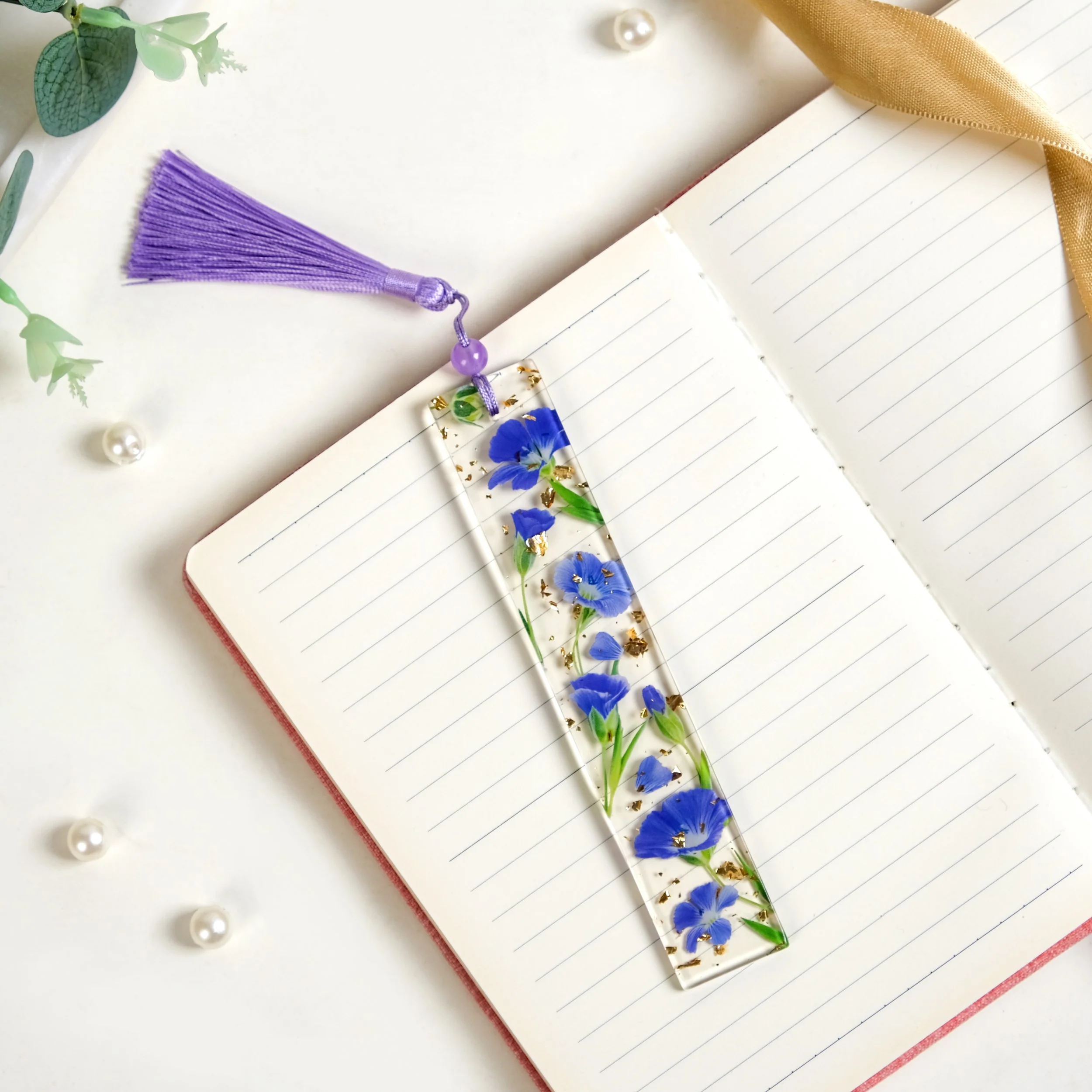 Blue Periwinkle Flower Bookmark - Image 2