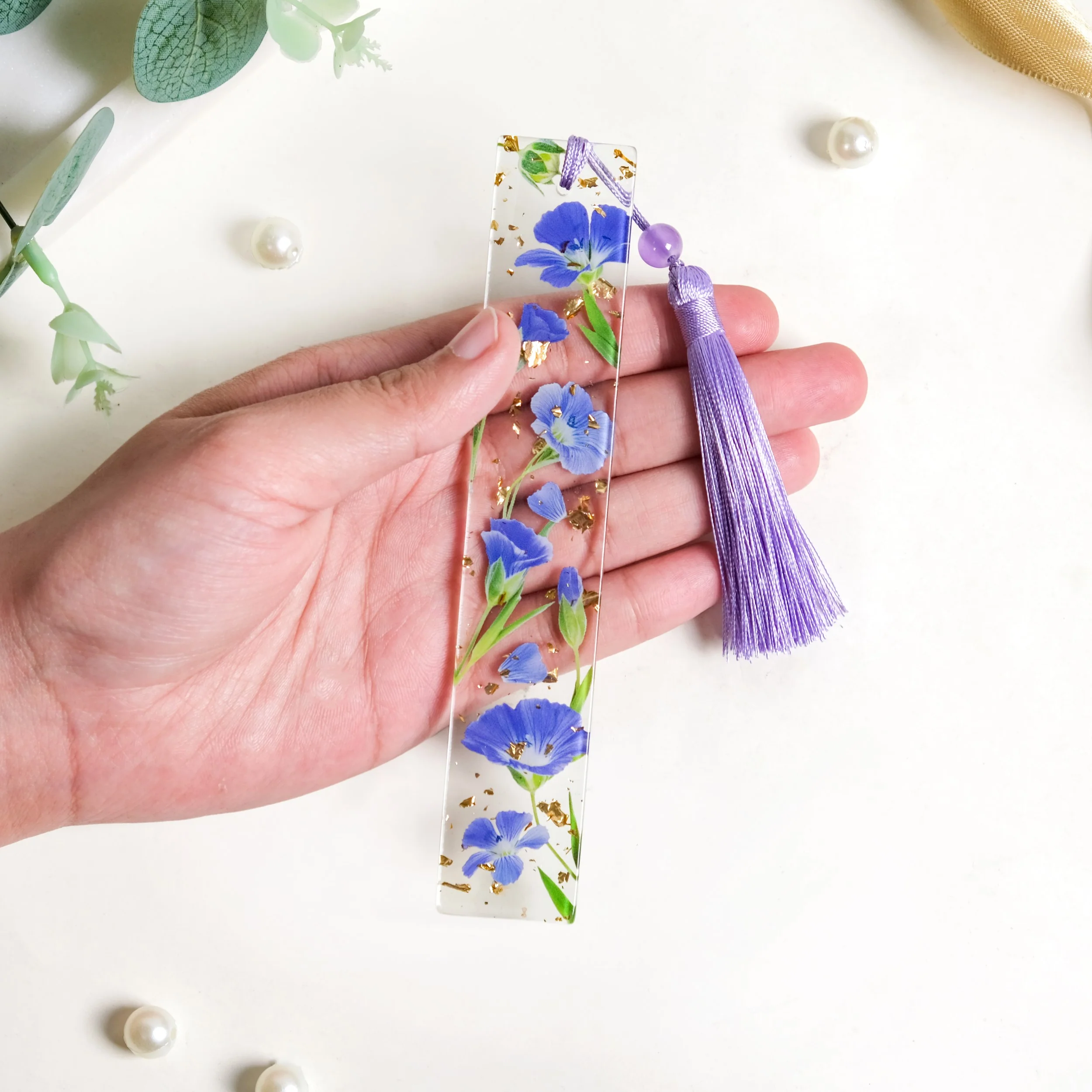 Blue Periwinkle Flower Bookmark - Image 3