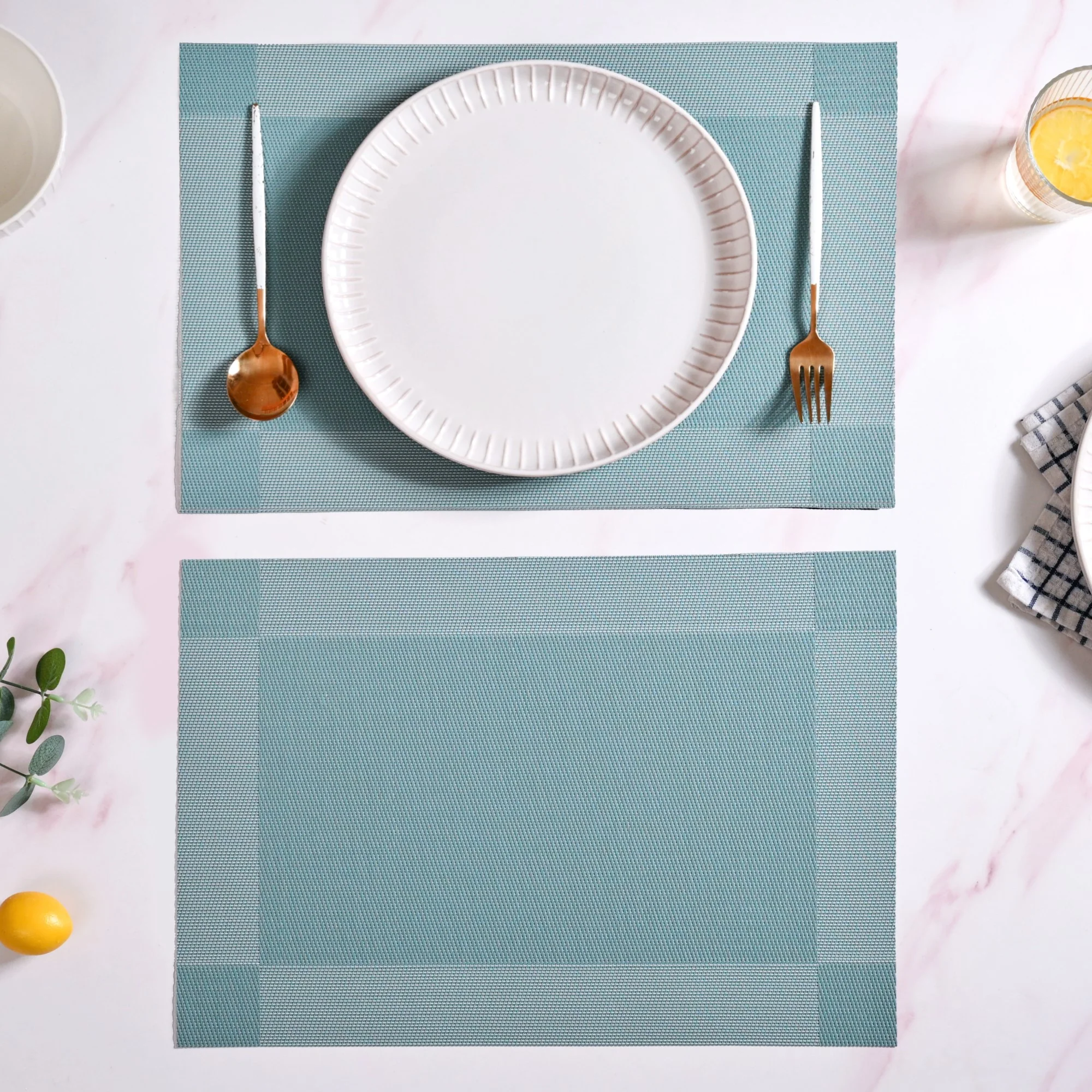 Blue Reversible Dining Table Mats Set Of 6 - Image 7