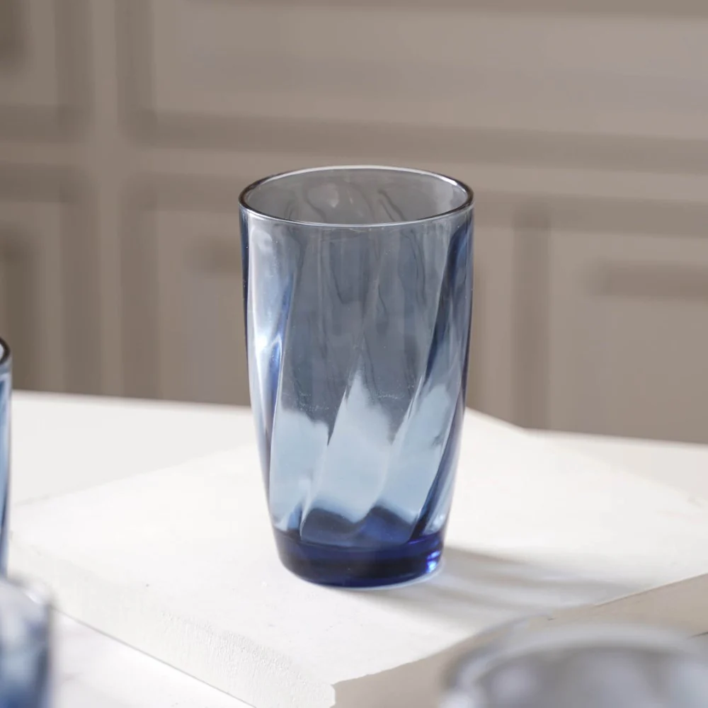 Blue Swirl Drinking Glass Set of 6 - Image 5