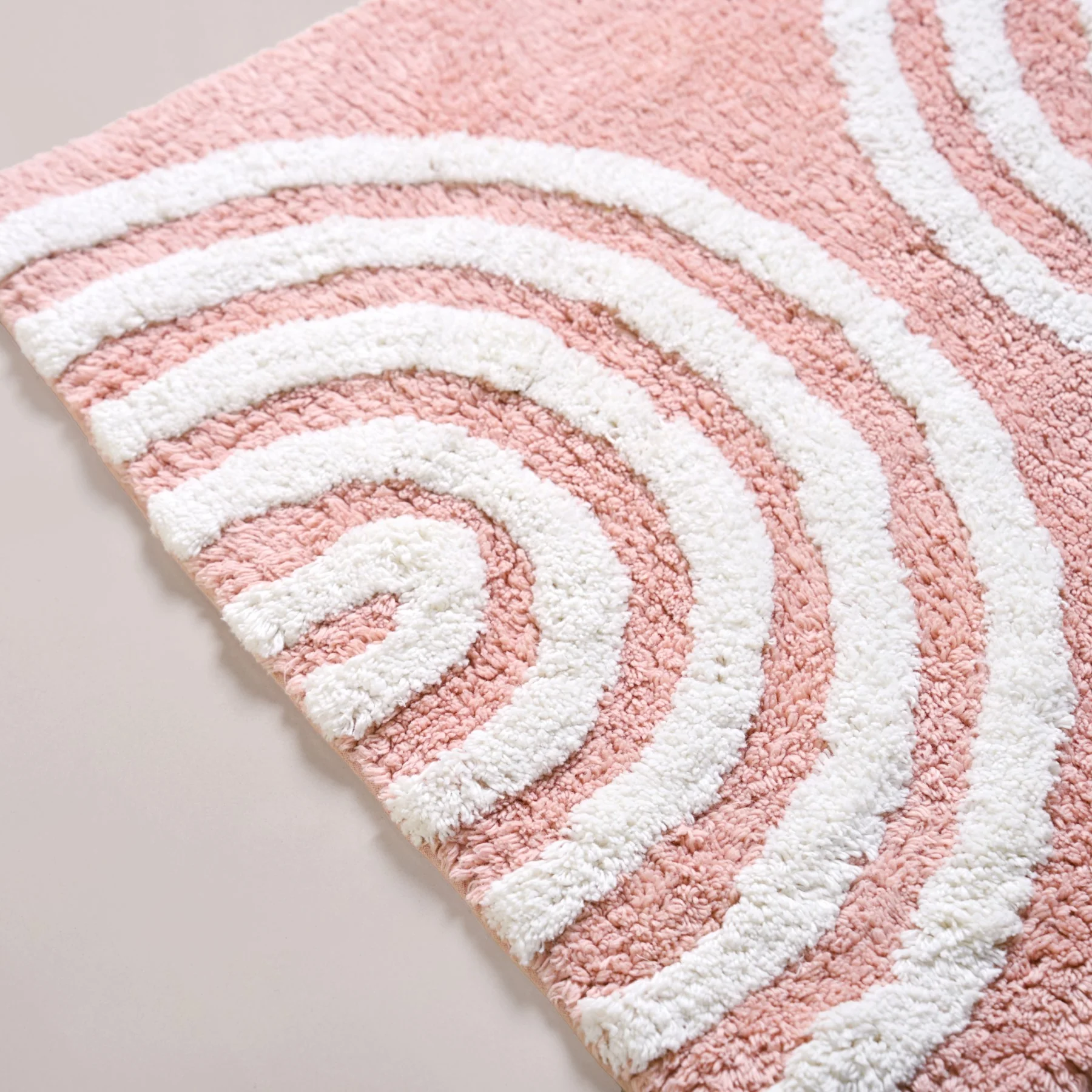 Blush Pink Anti Slip Tufted Cotton Floor Mat 82x52cm - Image 5