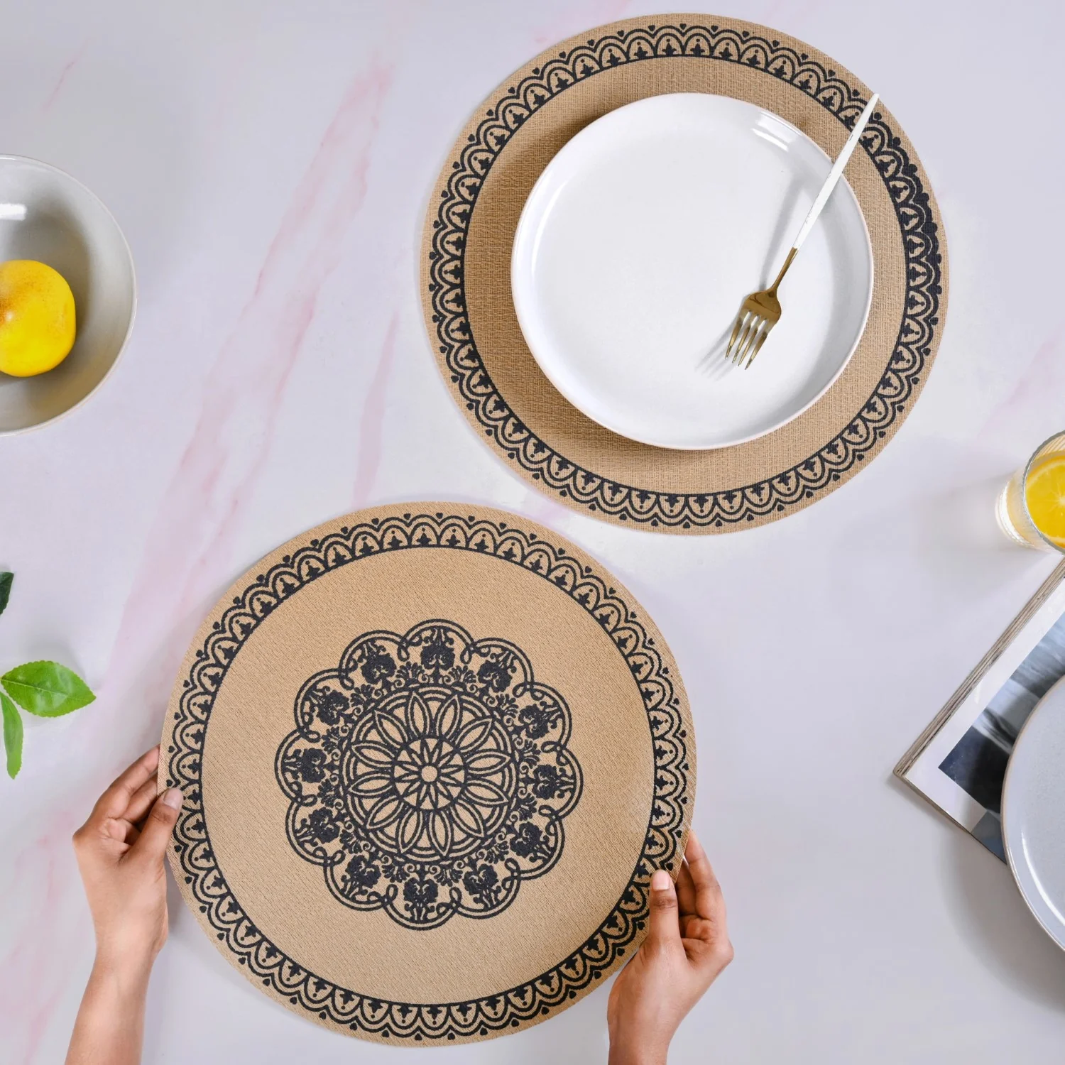 Boho Black Mandala Table Mat Set Of 6 - Image 2