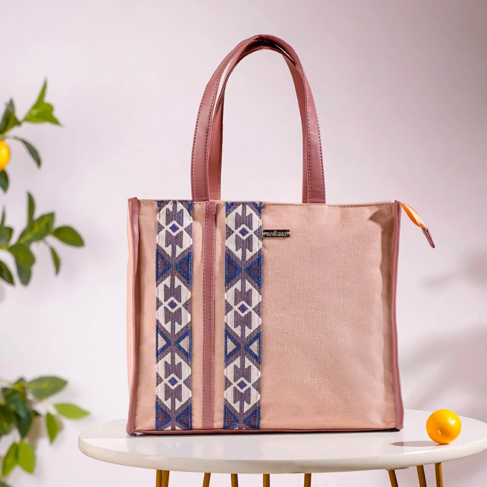 Boho Shopper Bag Pink Small 12 x 10 Inch - Image 16