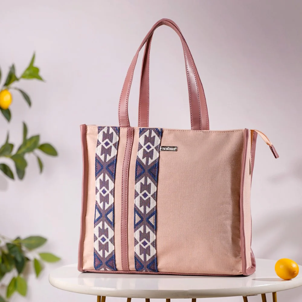 Boho Shopper Bag Pink Small 12 x 10 Inch - Image 6