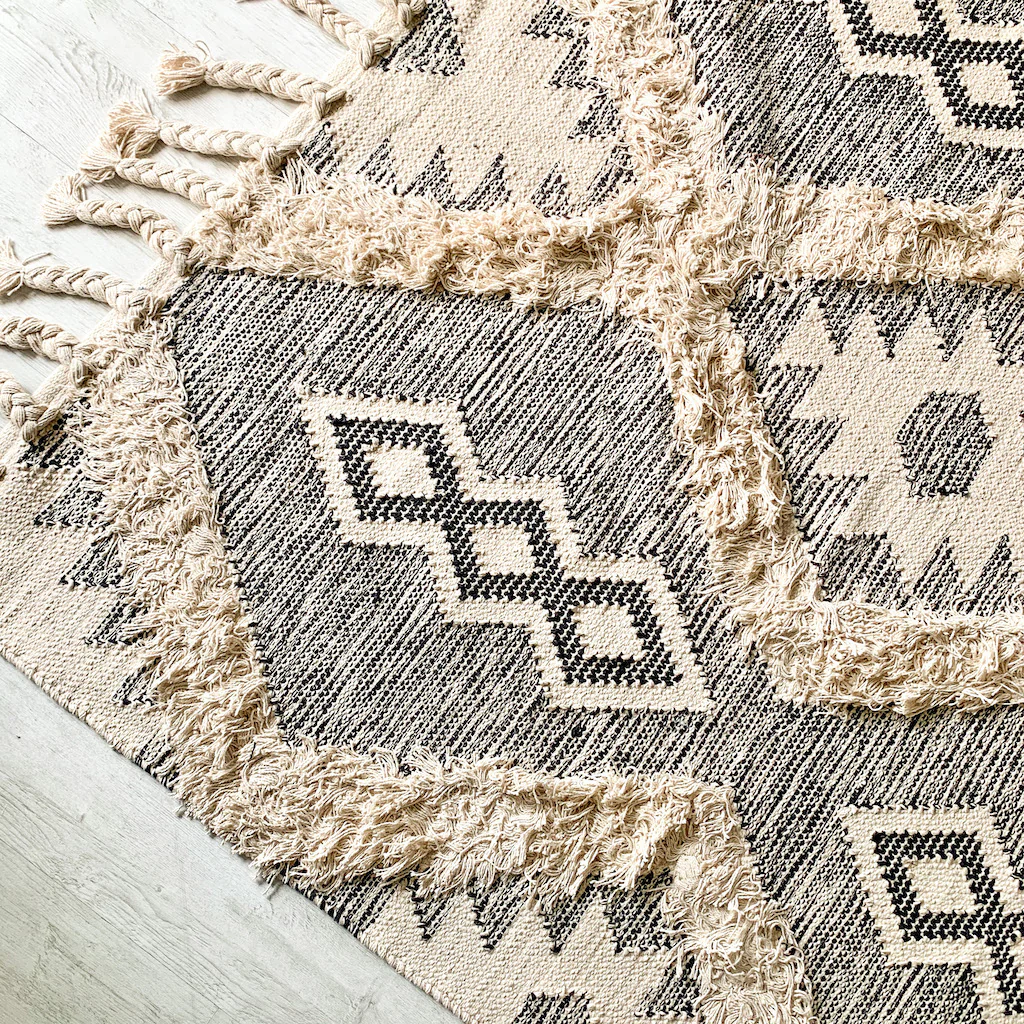 BOHO Lydia Morrocan Hand Woven Rug - Grey & Natural - Image 3