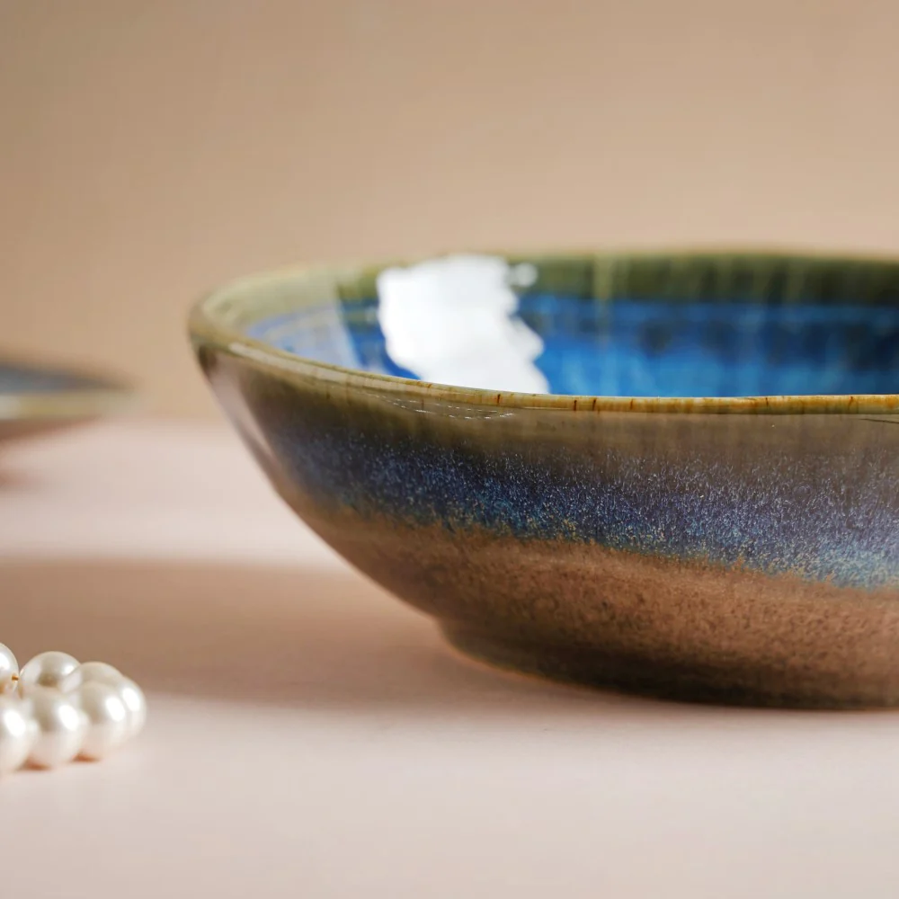 Boracay Organic Shaped Serving Bowl Blue 550 ml - Image 7